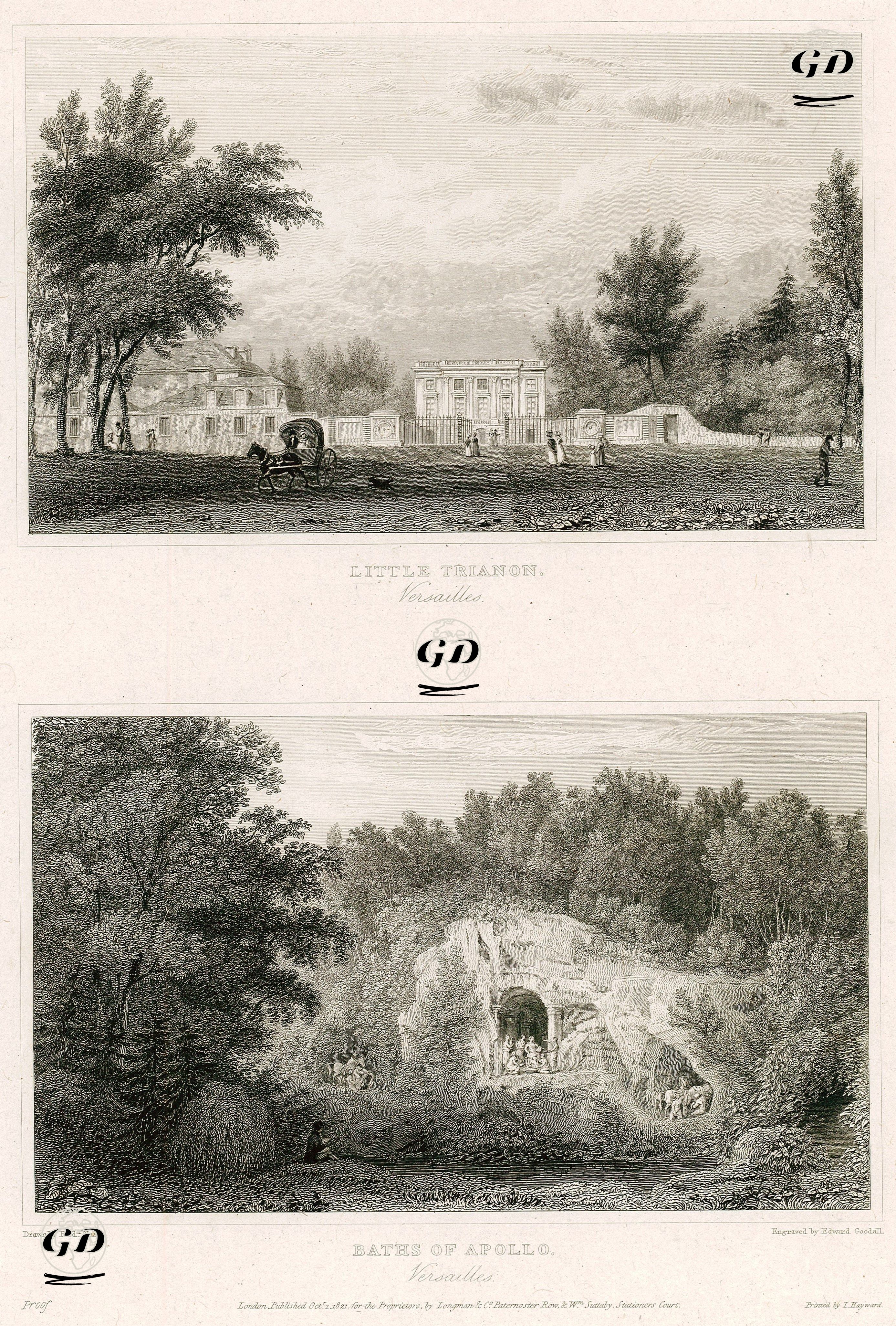 Versay Sarayının Bahçesindeki Petit Trainon Sarayı Ve Apollonun Çeşmesi(Banyosu) - Frederick Nash (1782-1856) - 1821