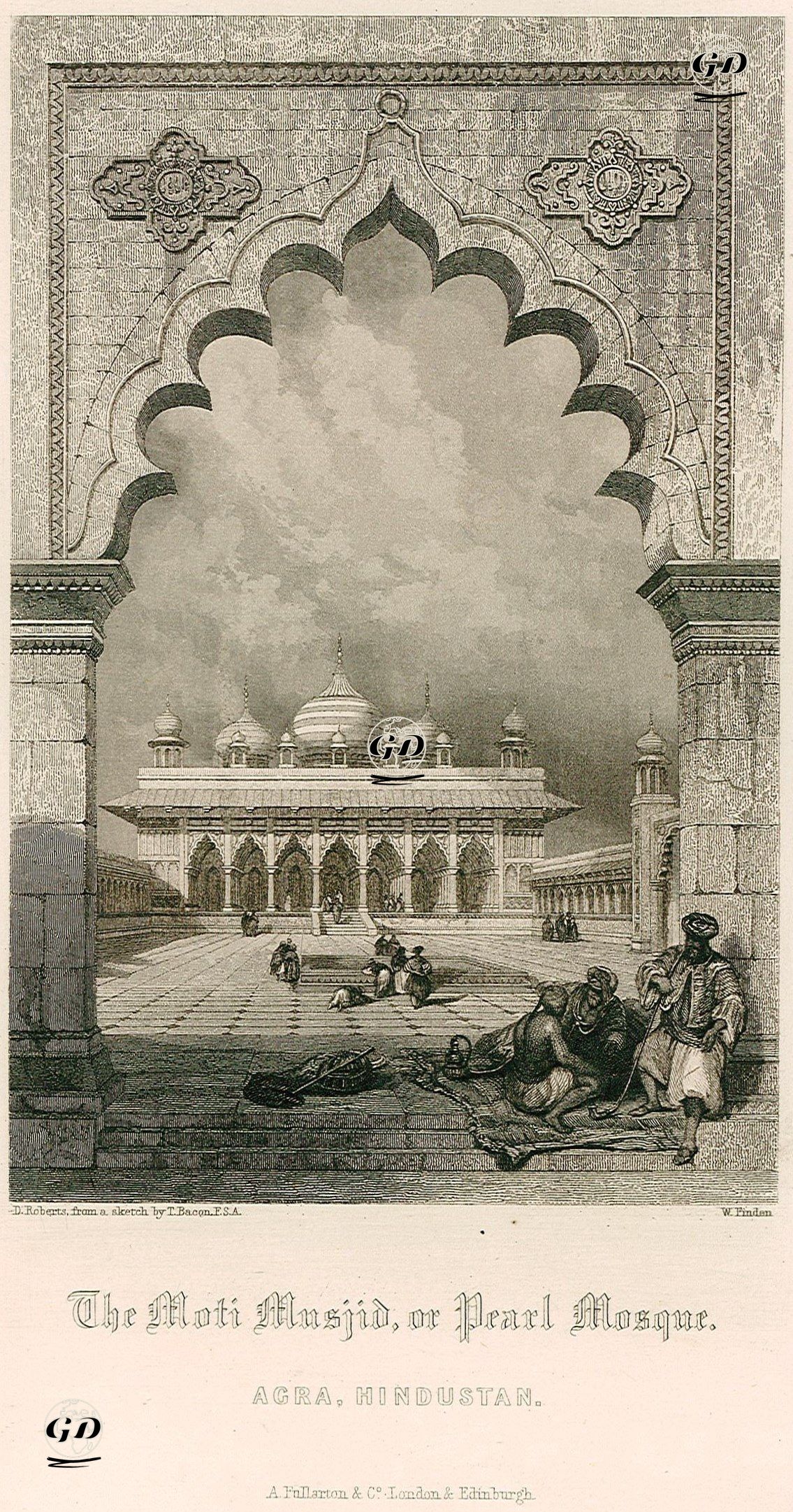 Moti Mescidi Veya İnci Cami, Agra - David Roberts (1796-1864)-T.Bacon - 1858