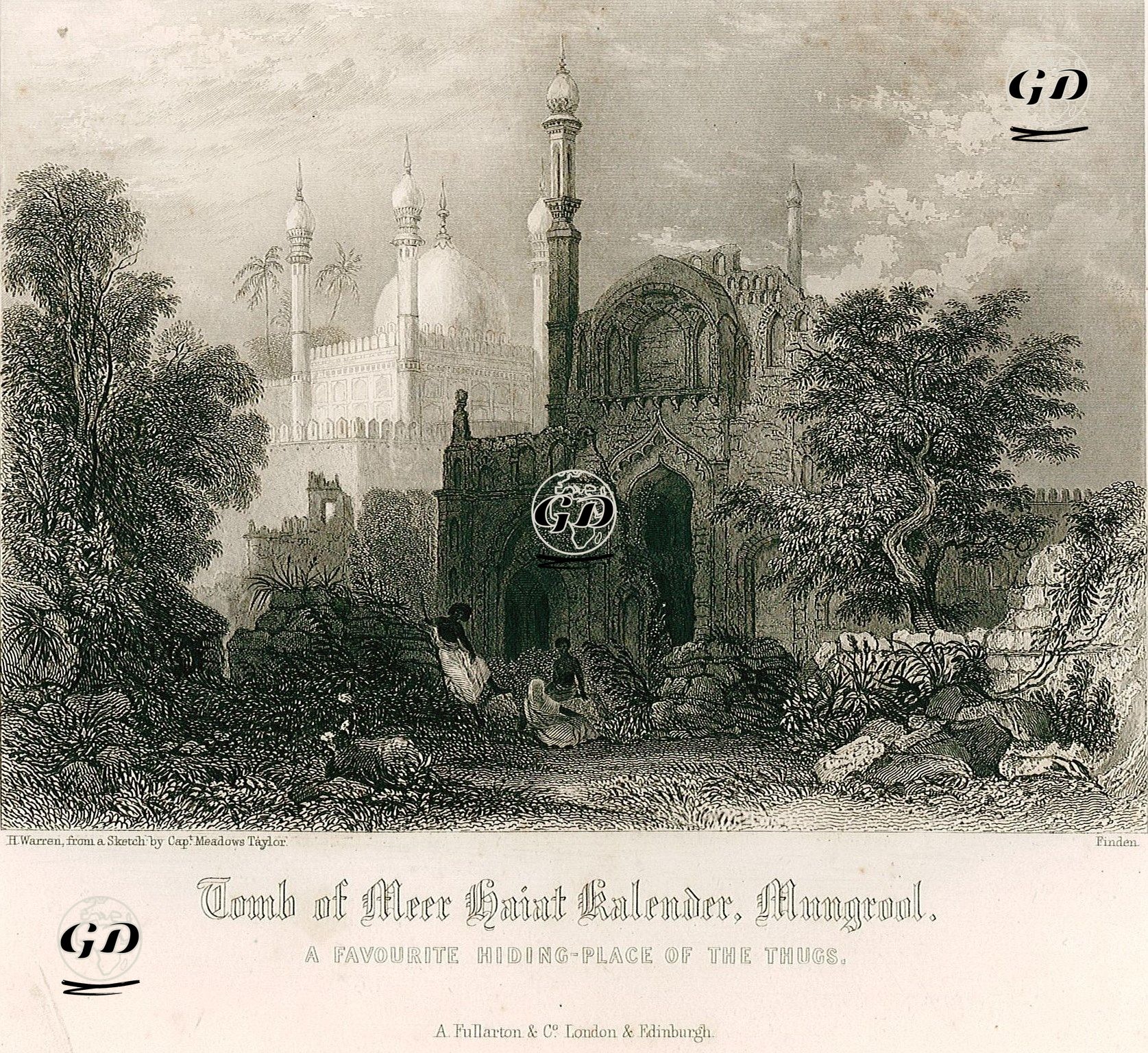 Hindu Soyguncuların da Saklandığı Meer Haiat Kalender Türbesi, Mangrol - Henry Warren (1794-1879)-Philip Meadows Taylor (1808-1876) - 1858