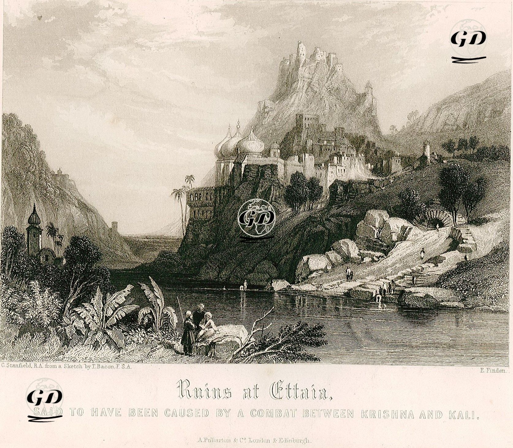 Ruins At Ettaia, Said To Have Been Caused By A Combat Between Krishna And Kali - Clarkson Stanfield (1793-1867)-T.Bacon - 1858
