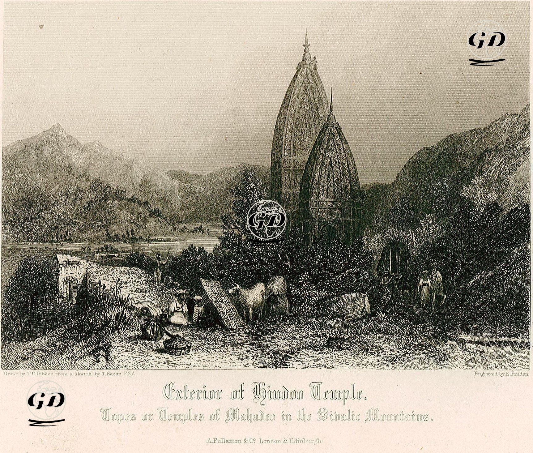 Sivalic Dağlarında Bulunan Mahadev (Sofuların Tanrısı) Hindu Tapınağı - Thomas Robert Colman Dibdin (1810-1893)-T.Bacon - 1858