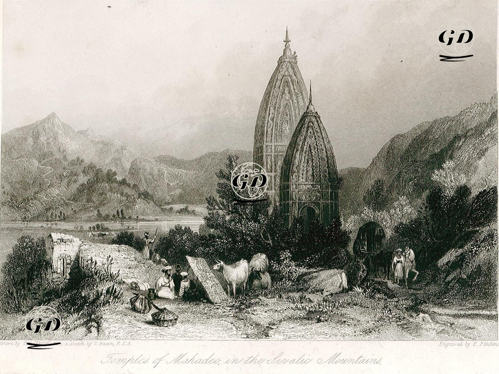 Sivalic Dağlarında Bulunan Mahadev (Sofuların Tanrısı) Hindu Tapınağı - Thomas Robert Colman Dibdin (1810-1893)-T.Bacon - 1850's