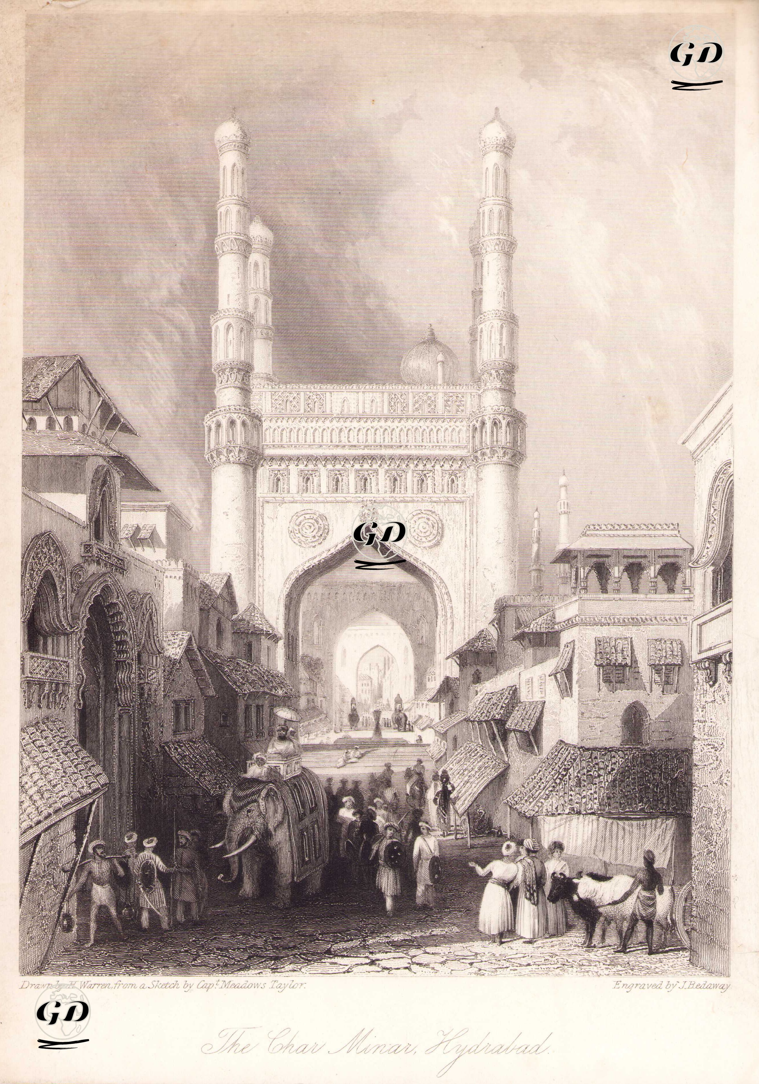 Charminar Cami, Hyderabad  - Henry Warren (1794-1879)-Philip Meadows Taylor (1808-1876) - 1839