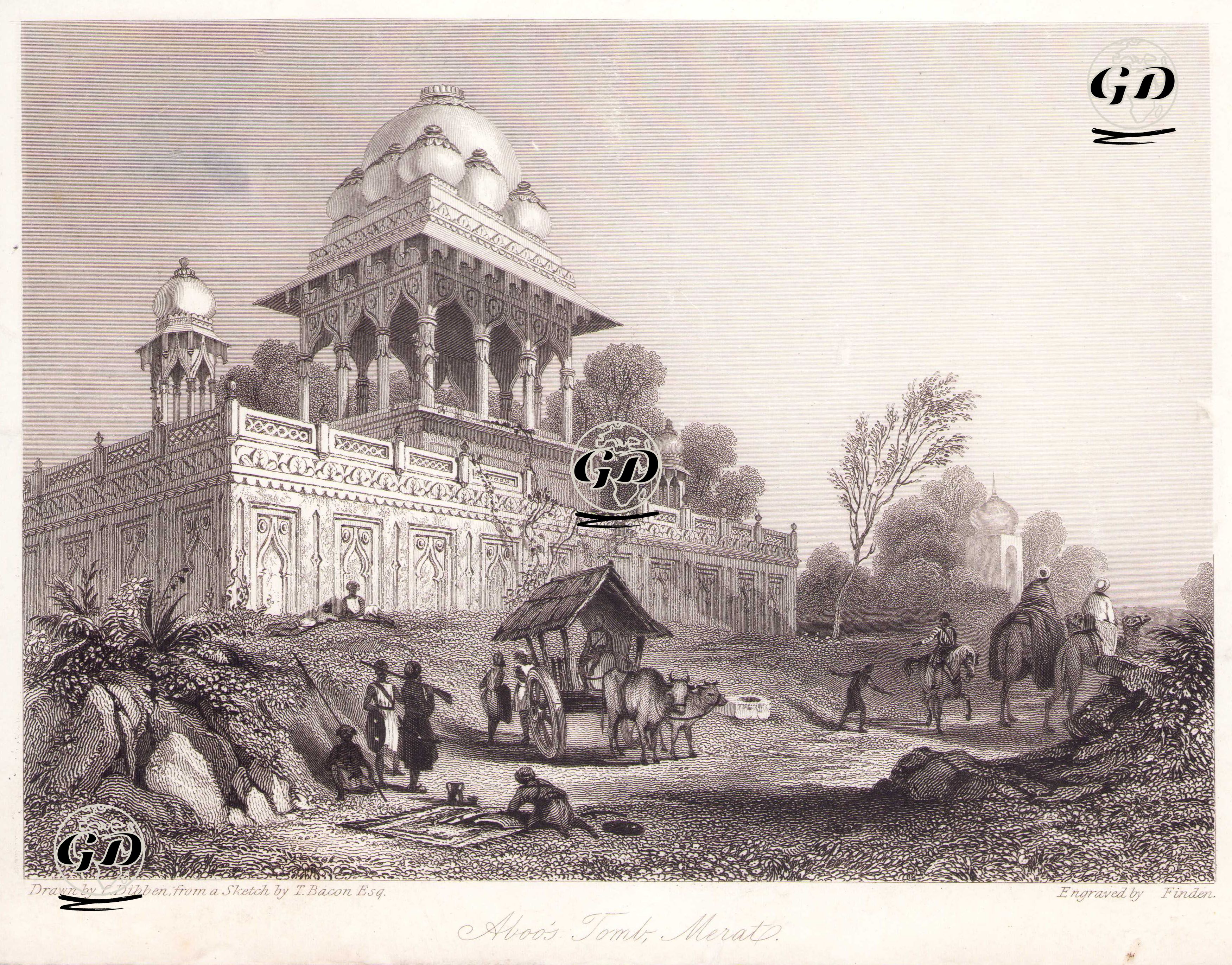 Mir Abu Turab'ın (Abu ka Maqbara) Mezarı, Meerut - Thomas Robert Colman Dibdin (1810-1893)-T.Bacon - 1839