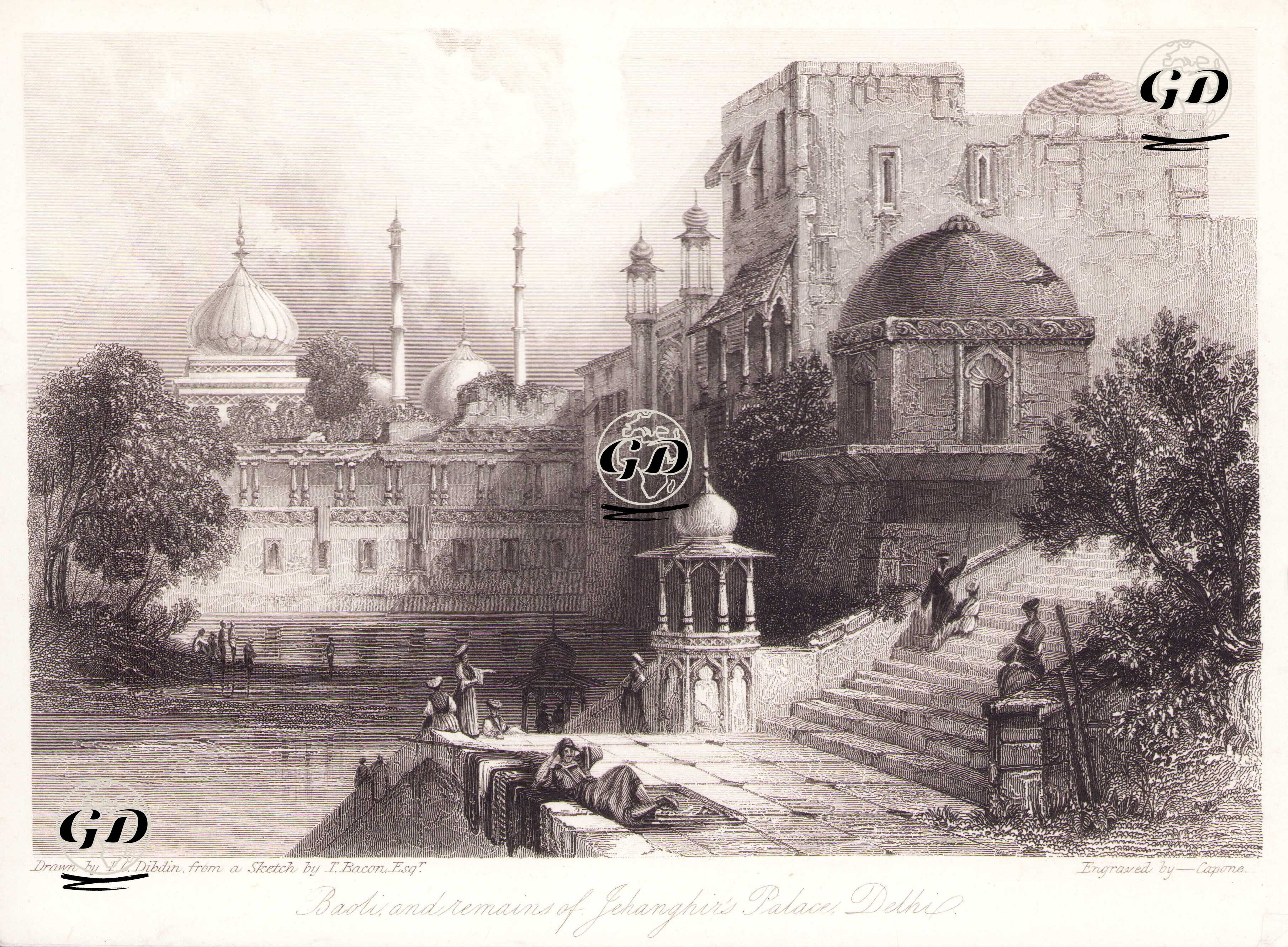 Jehanghir Sarayının Kalıntıları Ve Agrasen ki Baoli - Thomas Robert Colman Dibdin (1810-1893)-T.Bacon - 1839