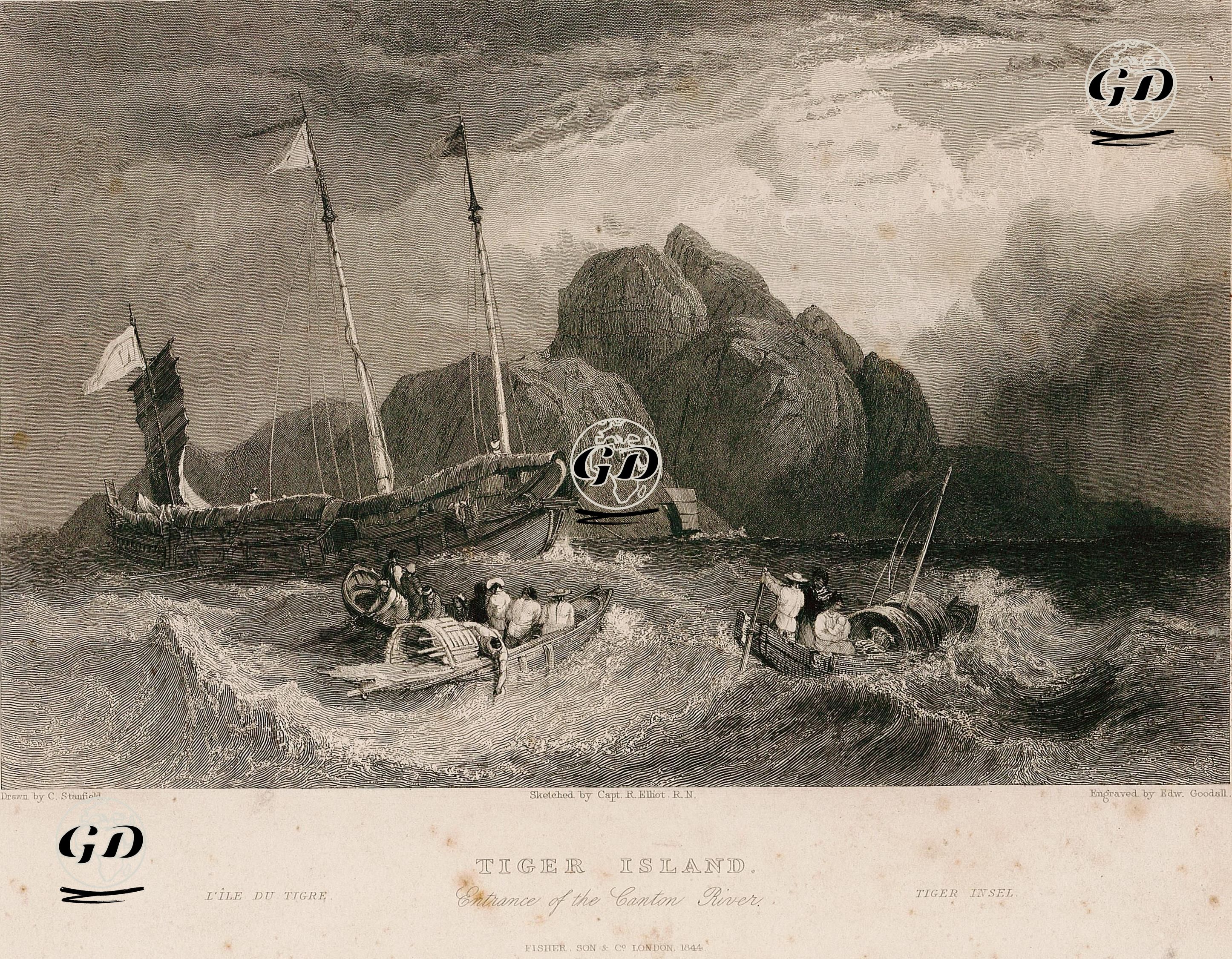 İnci (Canton) Nehri Girişindeki Tiger Adası - Clarkson Stanfield (1793-1867) - 1844
