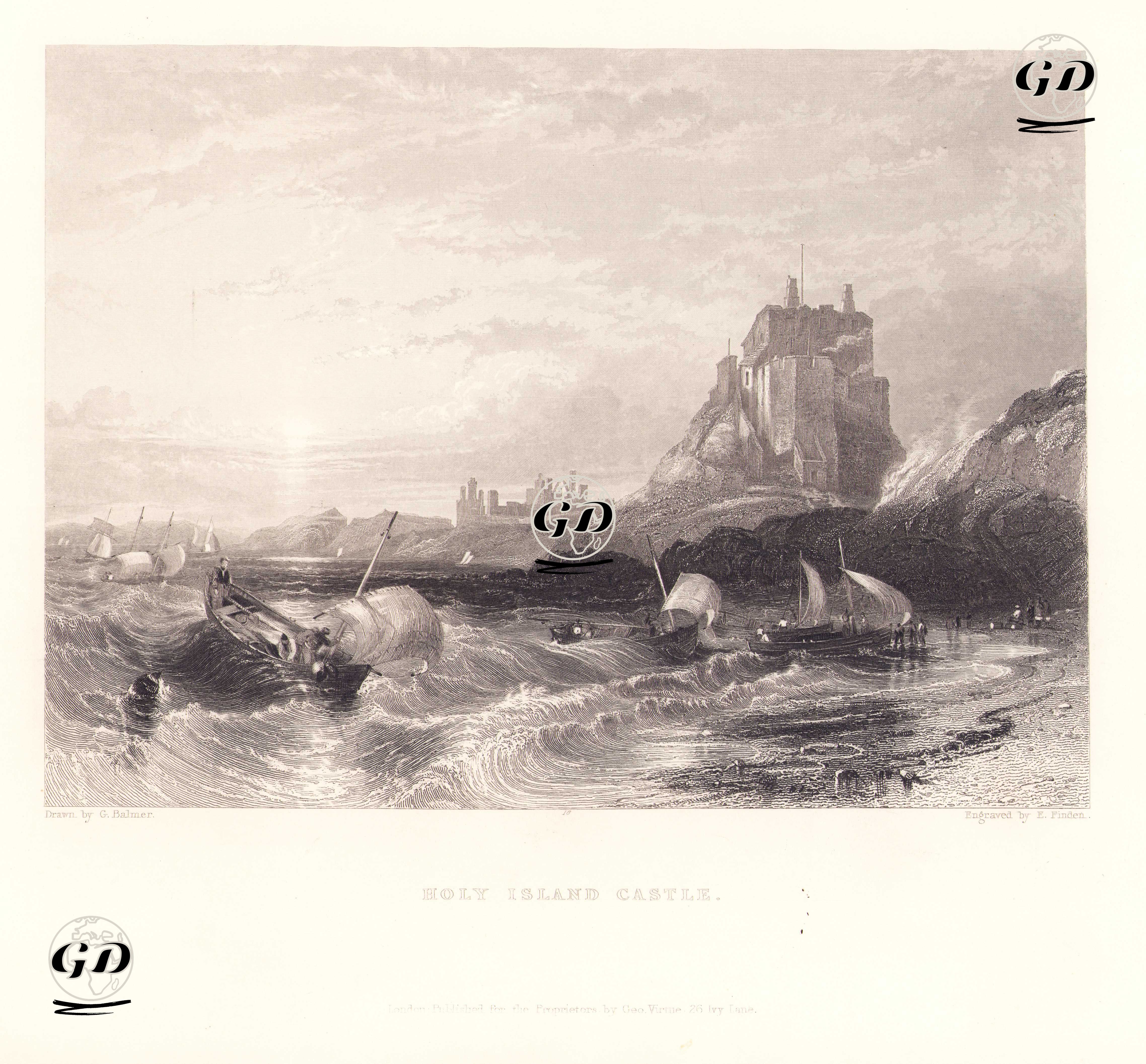 Lindisfarne Adası Kalesi - George Balmer (1805-1846) - 1842