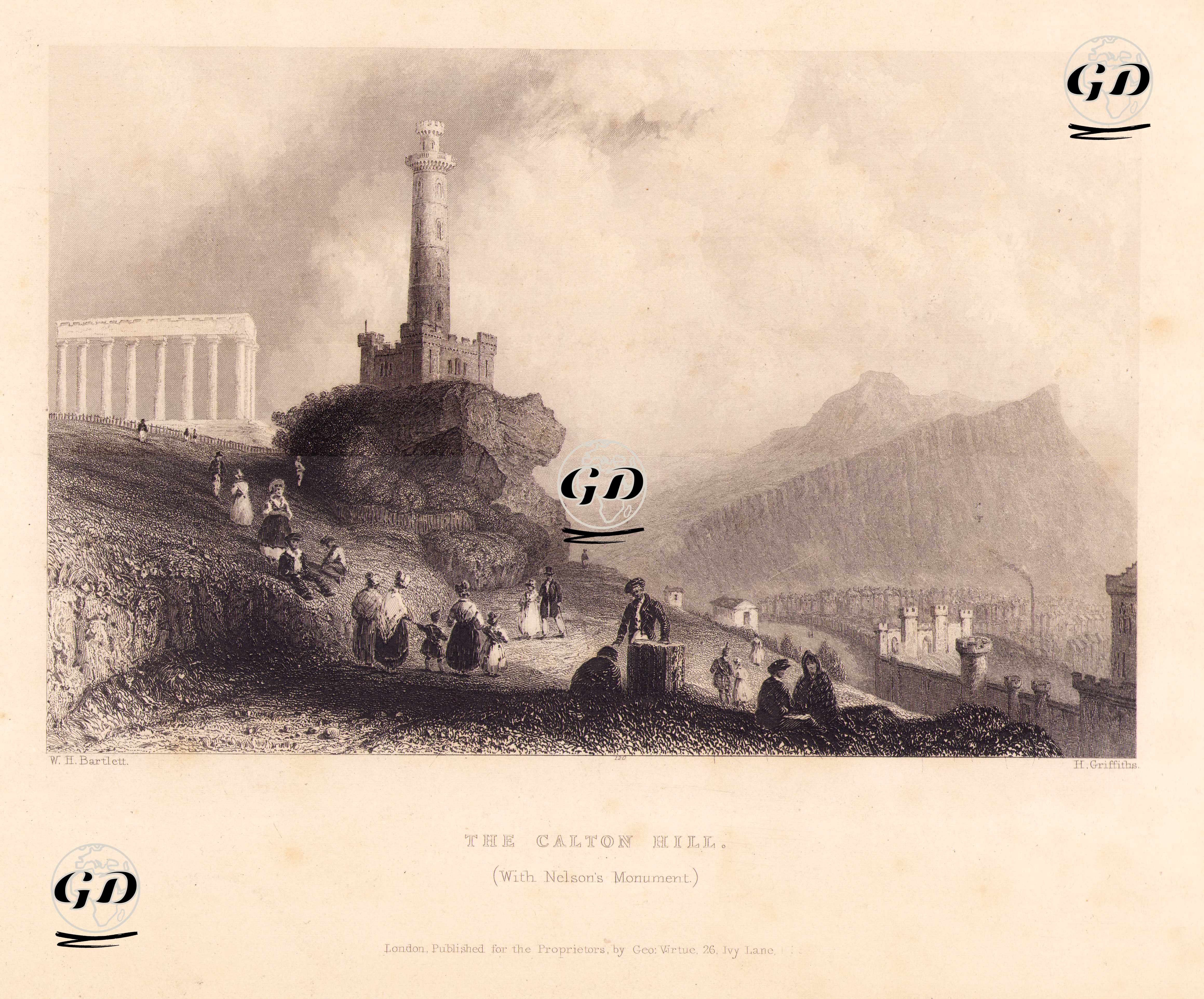 Calton Tepesi Ve Amiral Horatio Nelson Anıtı - William Henry Bartlett (1809-1854) - 1838