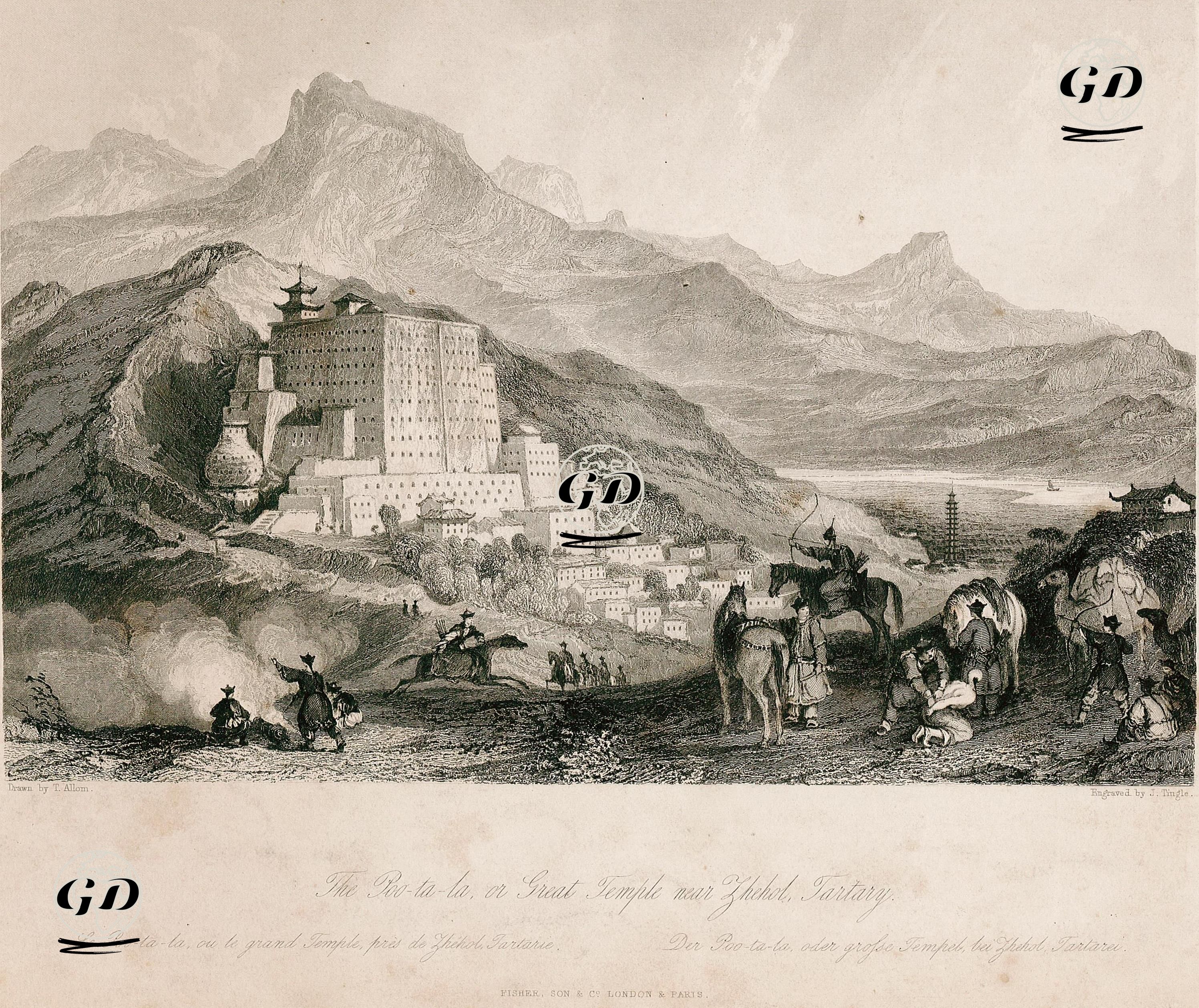 The Poo-Ta-La, Or Great Temple Near Zhehol, Tartary-Le Poo-Ta-La, Au Le Grand Temple, Pres De Zhehol, Tartarie-Der Poo-Ta-
La Ader Grosse Tempel Bei Zhehol, Tartarei - Thomas Allom (1804-1872) - 1843