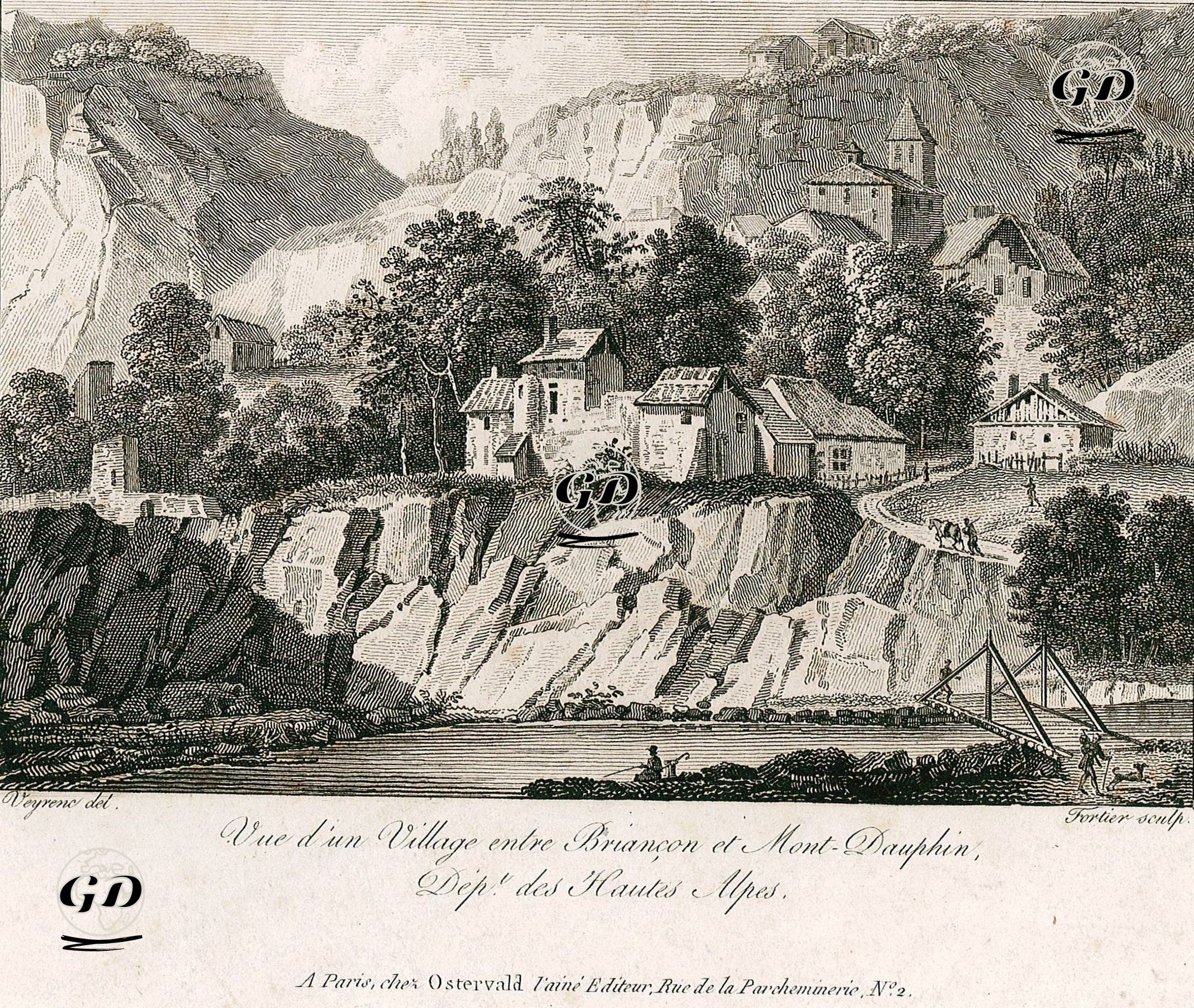 Alp Dağlarında Briancon İle Mont Dauphin Arasındaki Bir Köy - Veyrene - 1800's