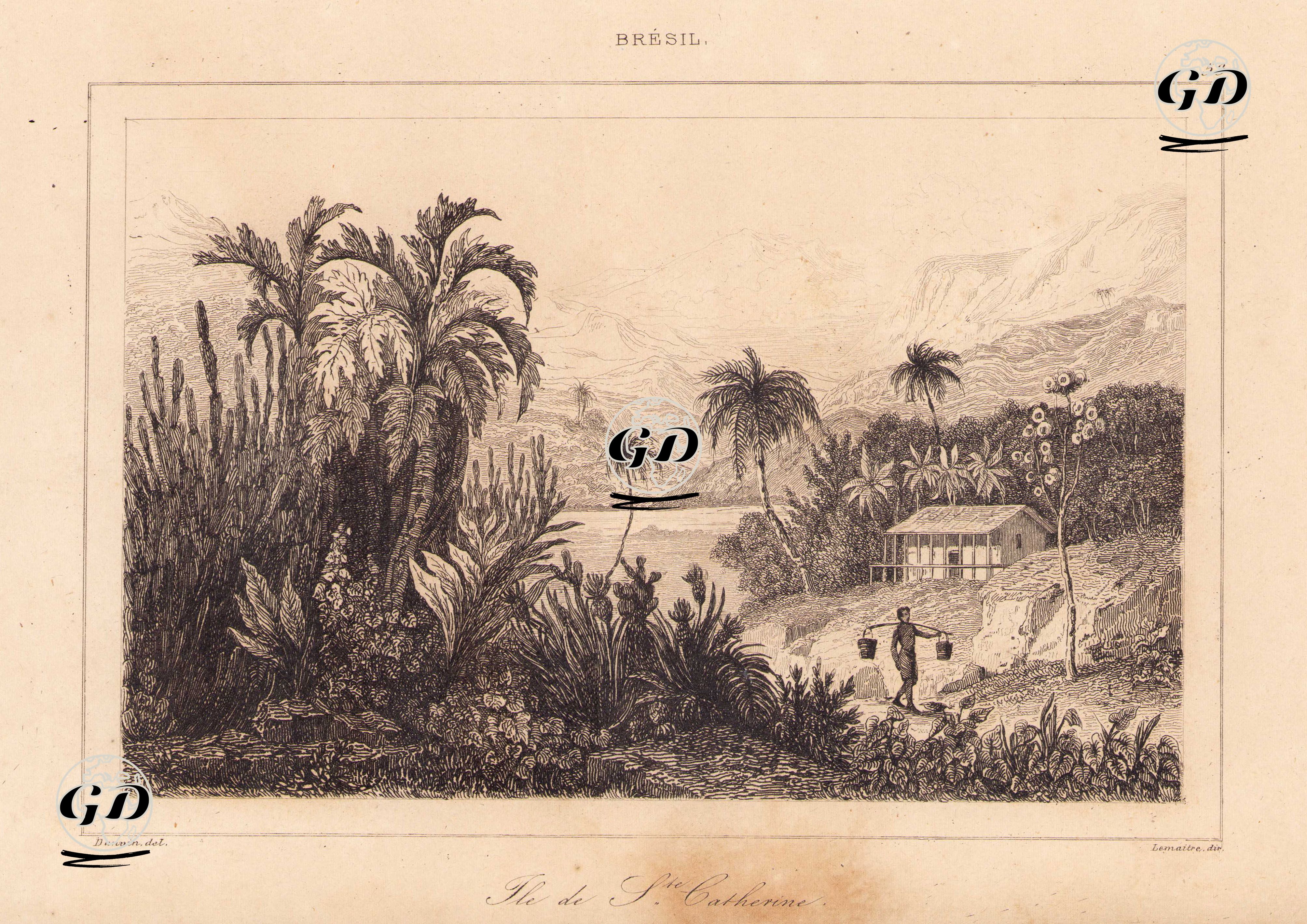 Brezilya'da Sainte Catherine Adası - Victor Felix Danvin (1802-1842) - 1837