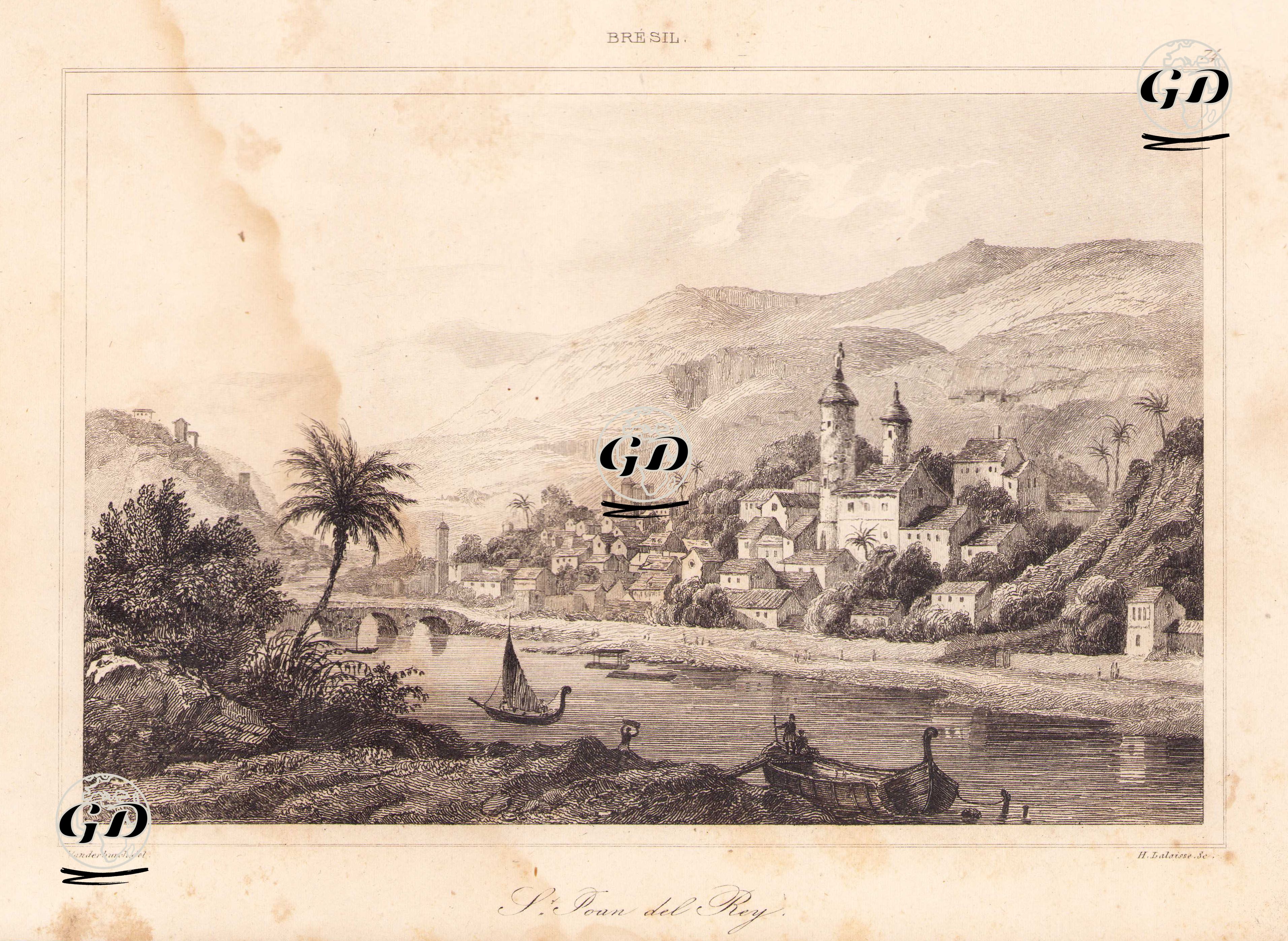 Brezilya'da  Minas Gerais Eyaletinde Sao Joao Del Rei Şehri - Vander Buch - 1837