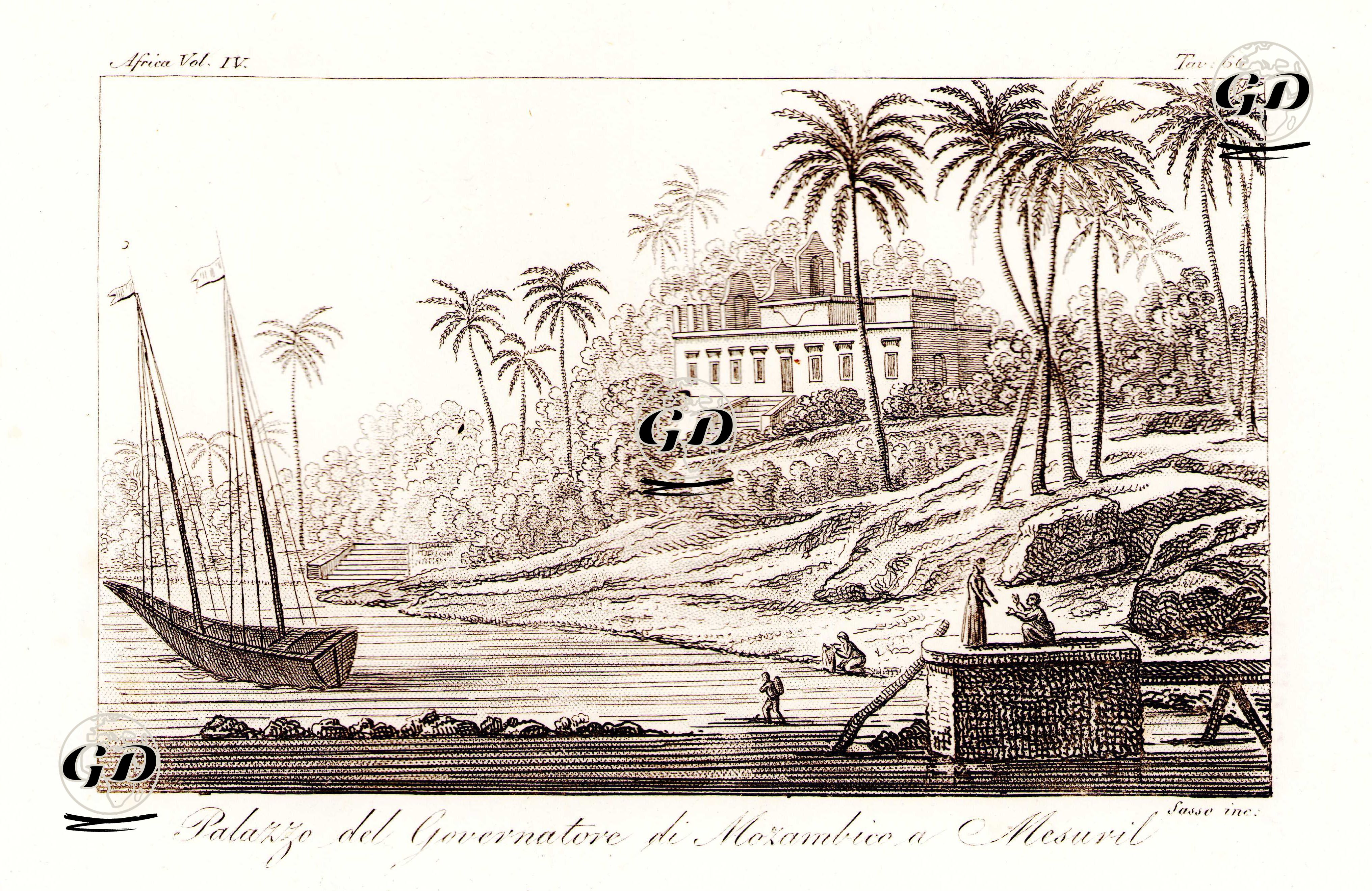 Portekiz'in Mozambik Valisinin  Mossuril'deki (Mesuril) Sarayı, Afrika Cilt III. Resim 66. -  - 1820's-1840's
