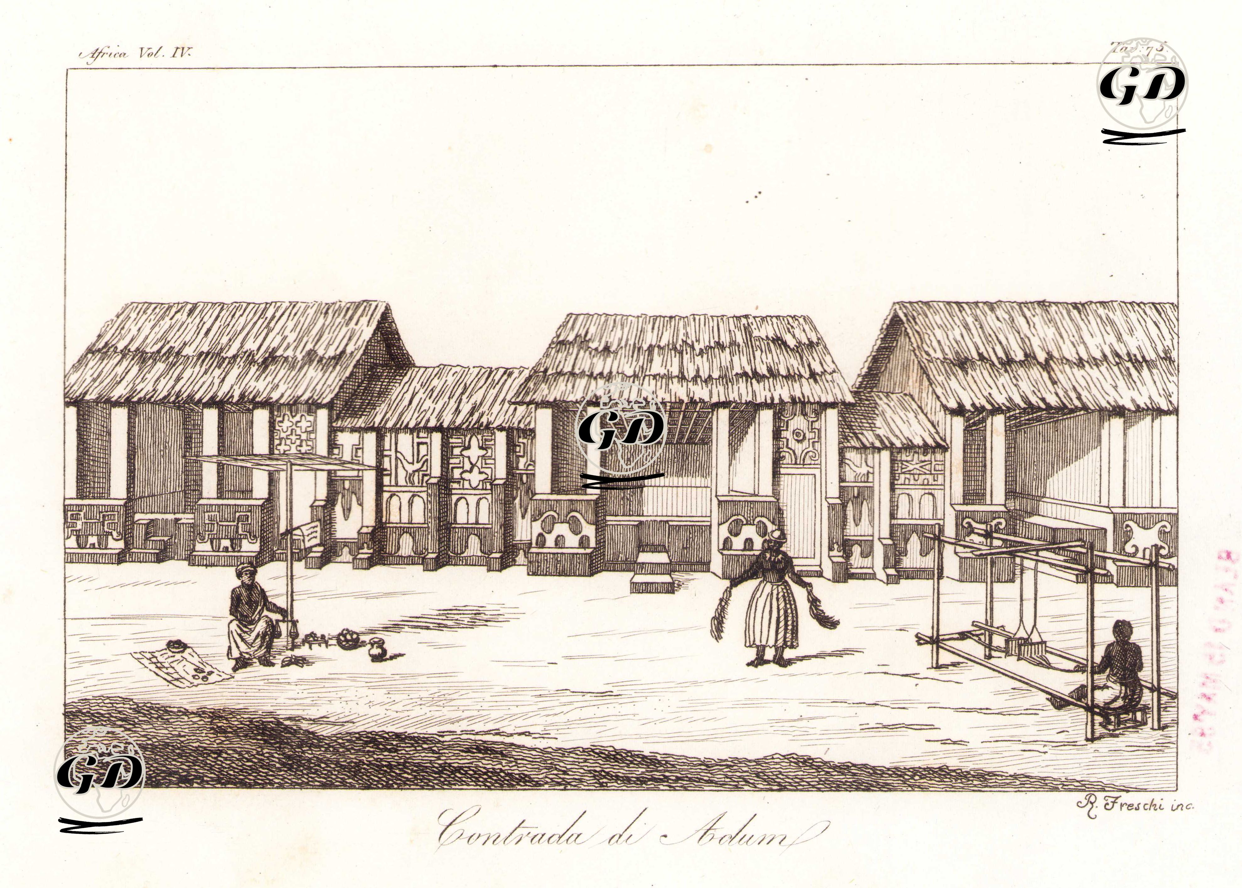 Ashanti Krallığı'nın (Gana) Kumasi Şehrinde Adum Bölgesi, Afrika Cilt IV. Resim 75. -  - 1820's-1840's