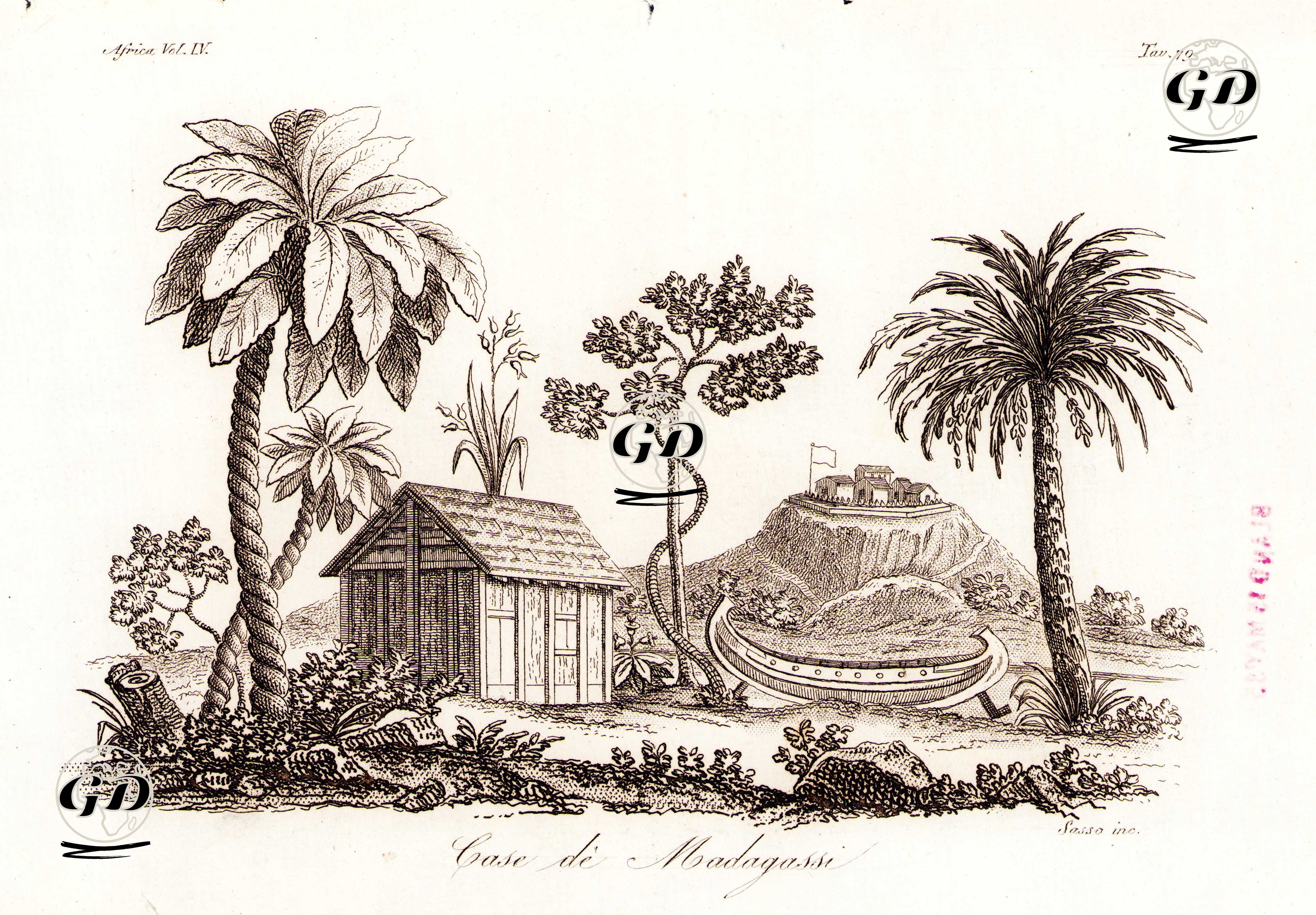 Madagaskar Evleri, Afrika Cilt IV. Resim 79. -  - 1820's-1840's