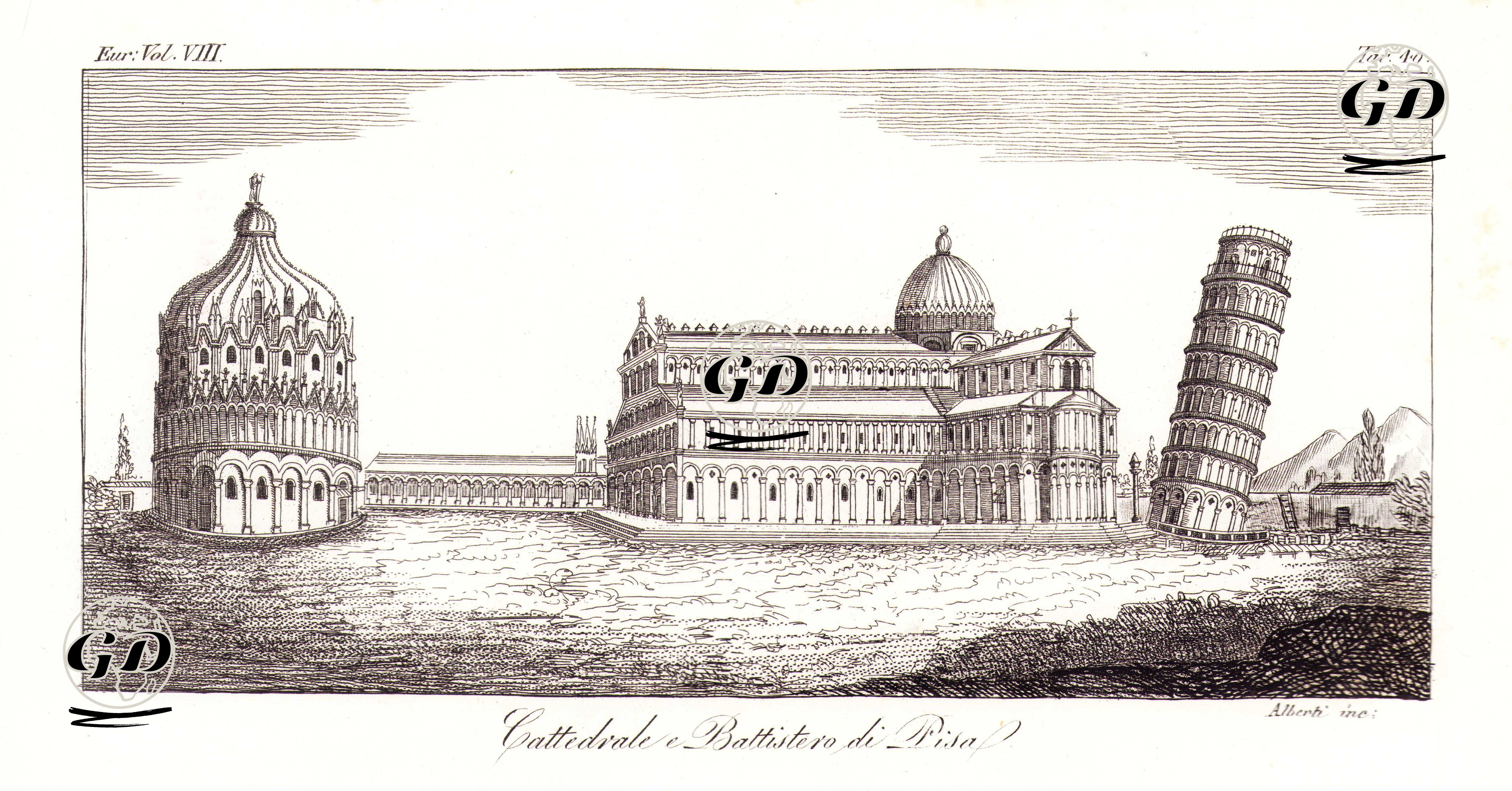 Pisa Kulesi, Katedrali Ve Vaftizhanesi, Avrupa. Cilt VIII. Resim 40. -  - 1820's-1840's
