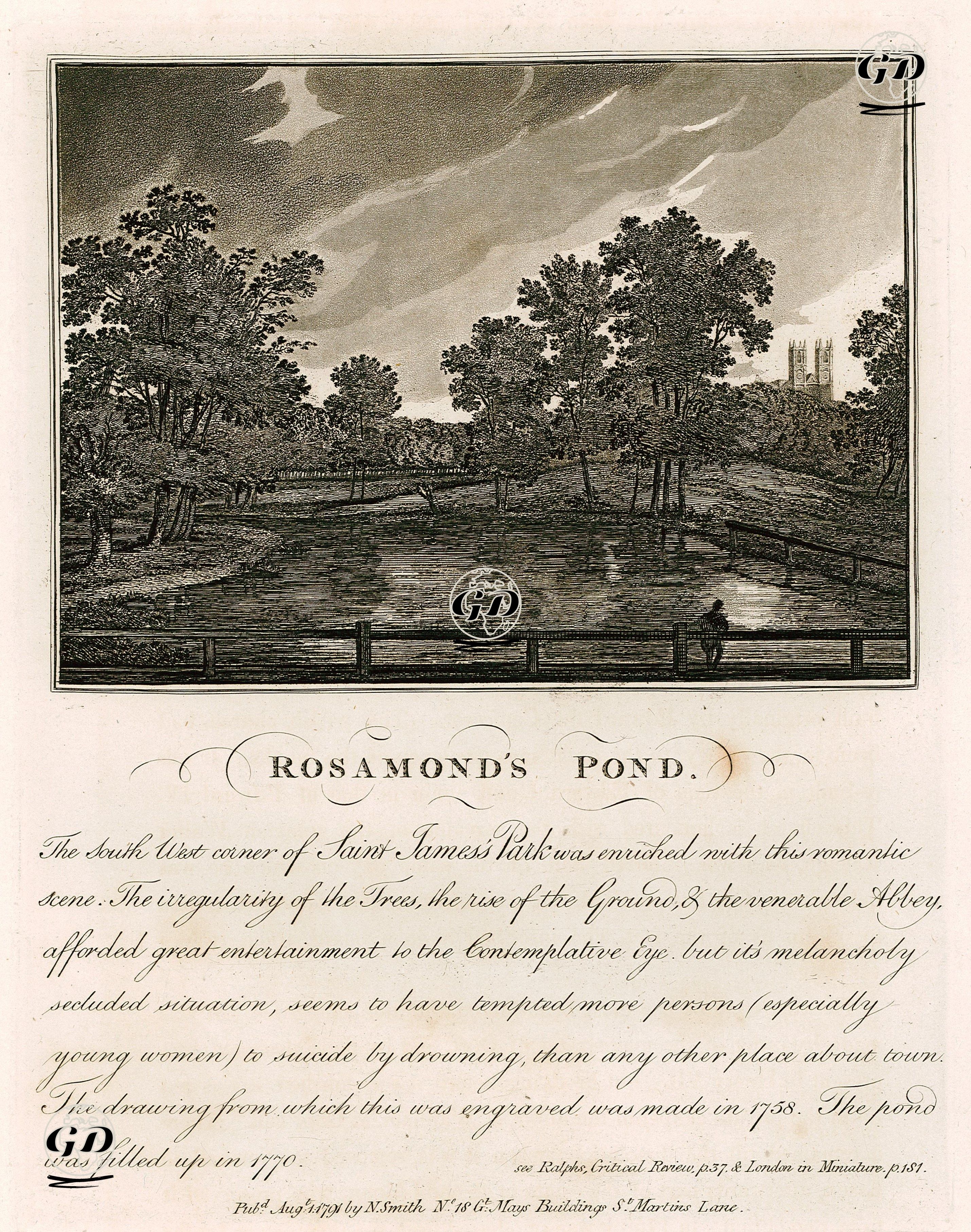 Rosamond's Pond, The south West Corner of Saint James's Park -  - 1791