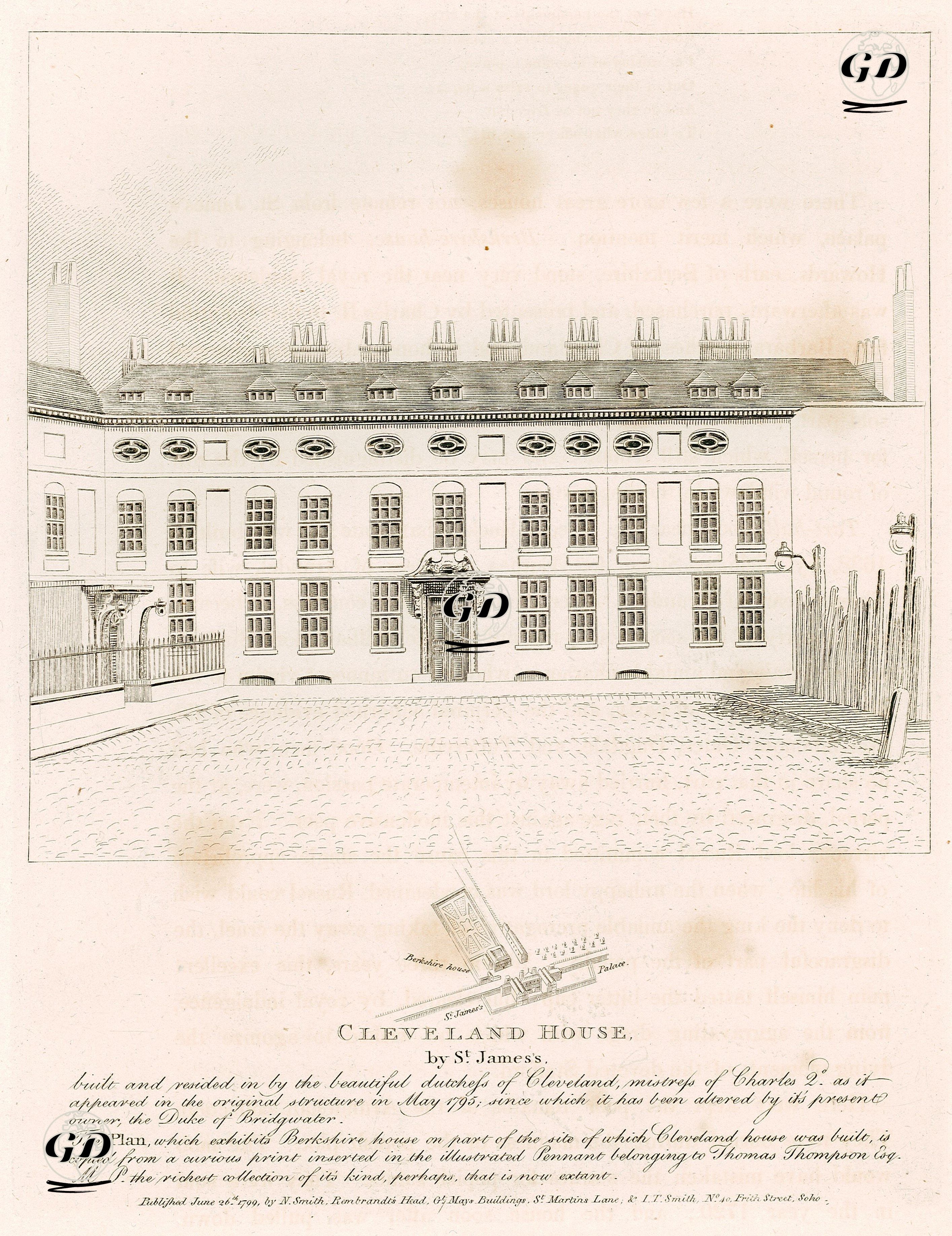 İngiltere Kralı II.Charles'in Metresinin Malikhanesi Cleveland House, Londra -  - 1799