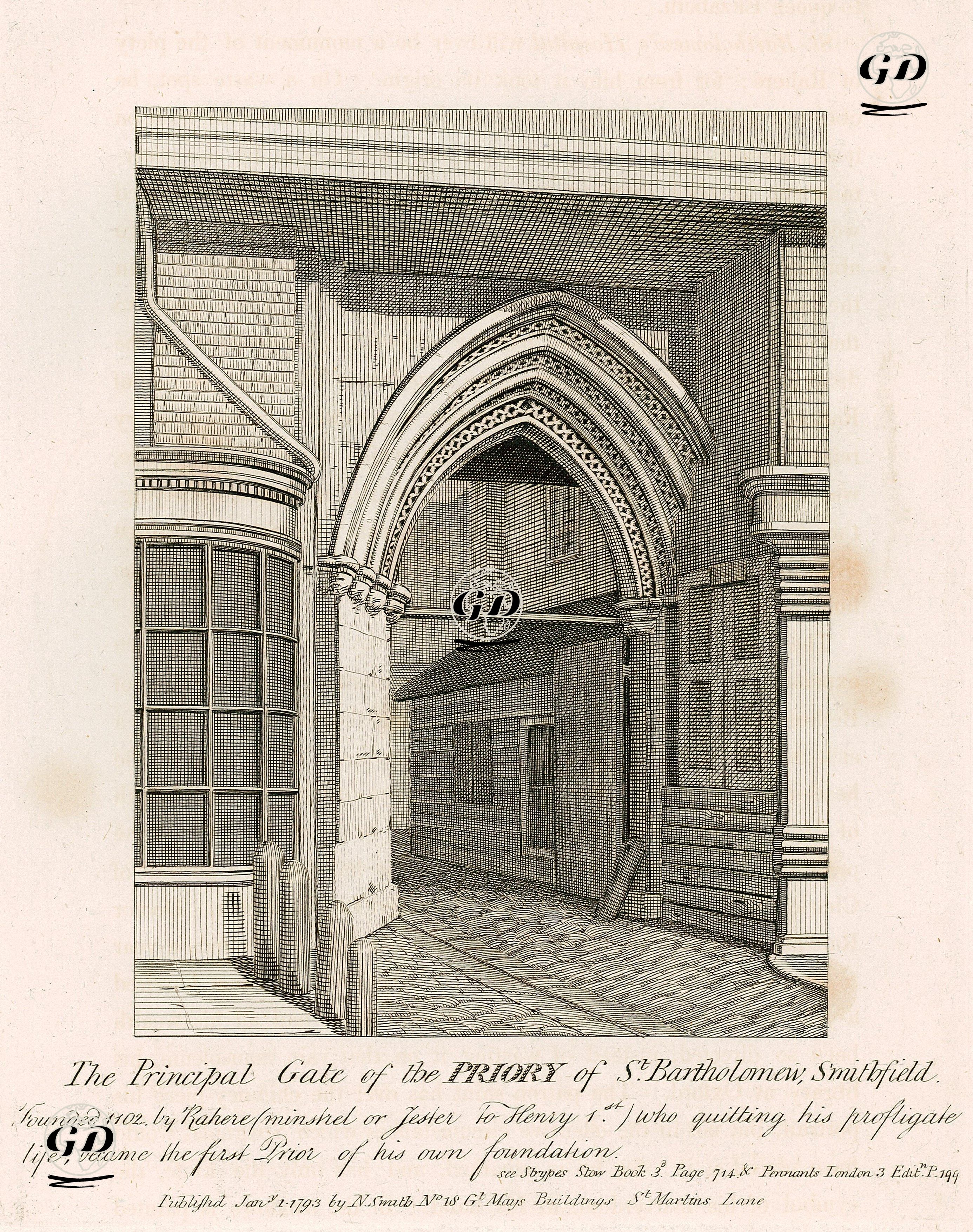 St.Bartholomew Kilisesinin Giriş Kapısı, Londra -  - 1793