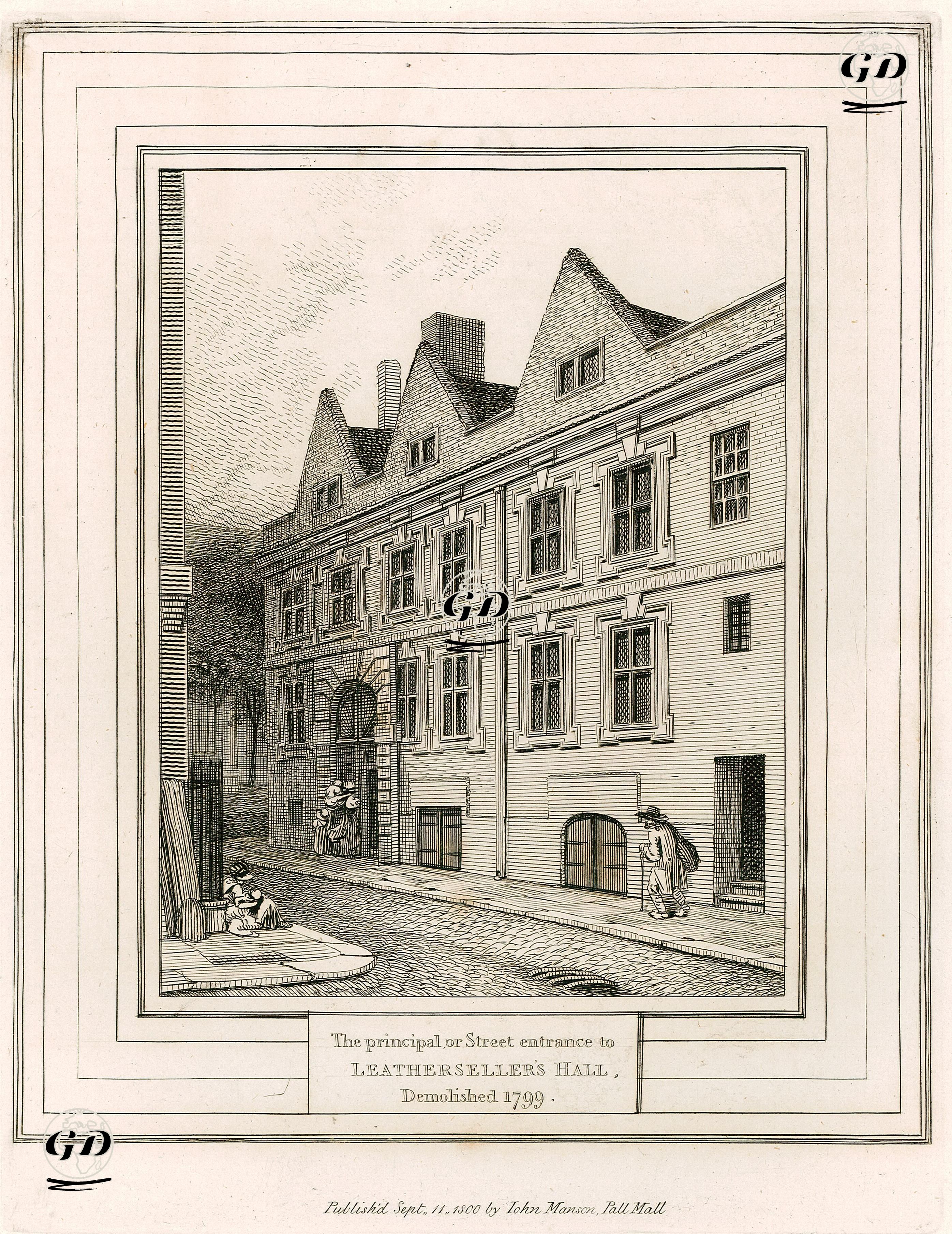Londra'da 1799 Yılında Yıkılmış Olan Leatherseller Binasının Bulunduğu Caddenin Girişi -  - 1800