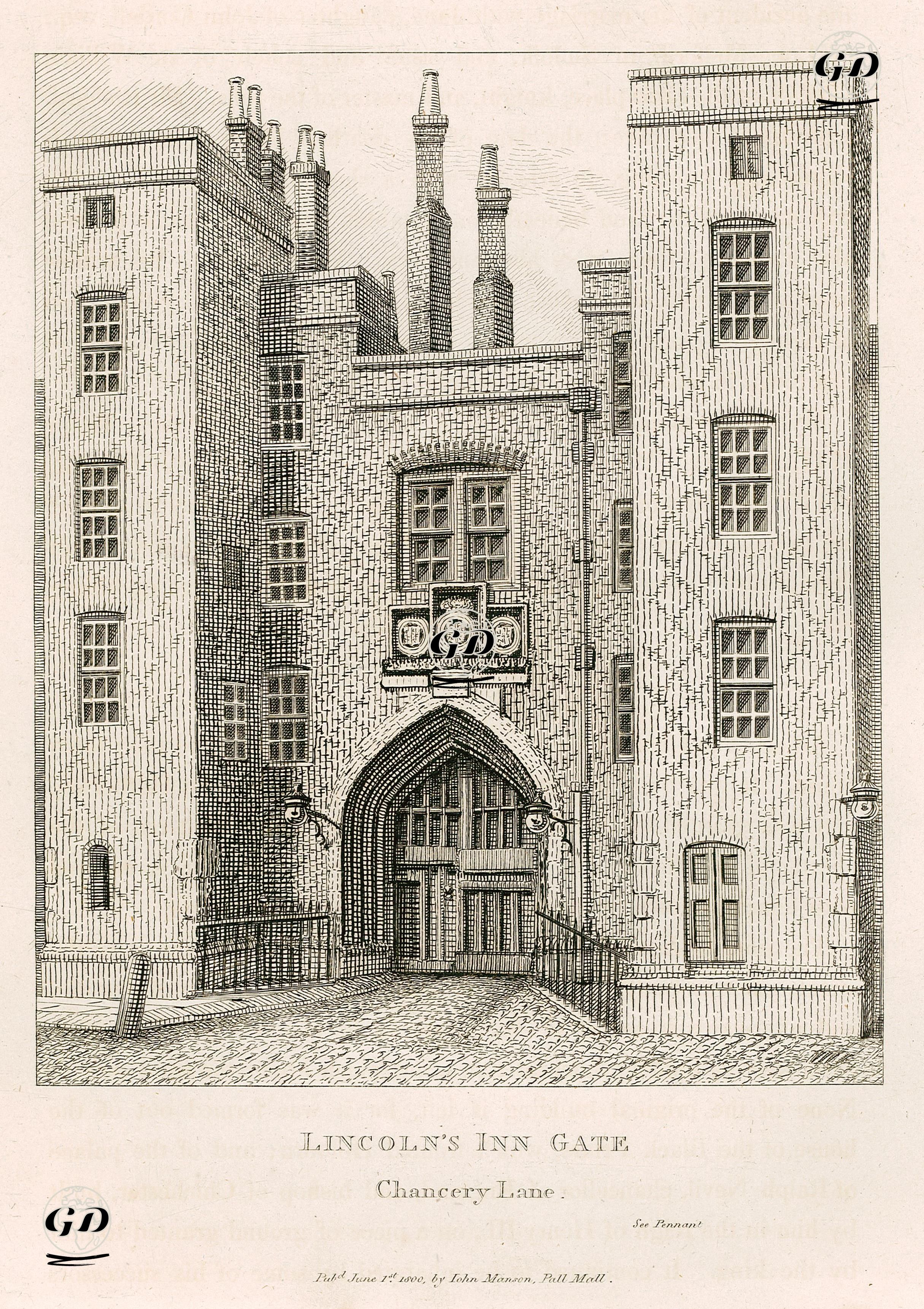 Londra'da  Chancery Lane'de Bulunan Lincoln Binasının Girişi -  - 1800