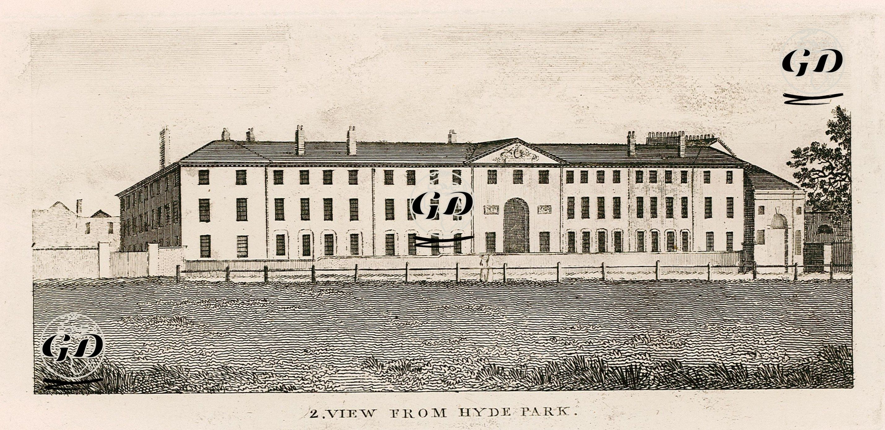 Hyde Park'tan  Knightsbridge Kışla Binasının Görüntüsü -  - 1790's