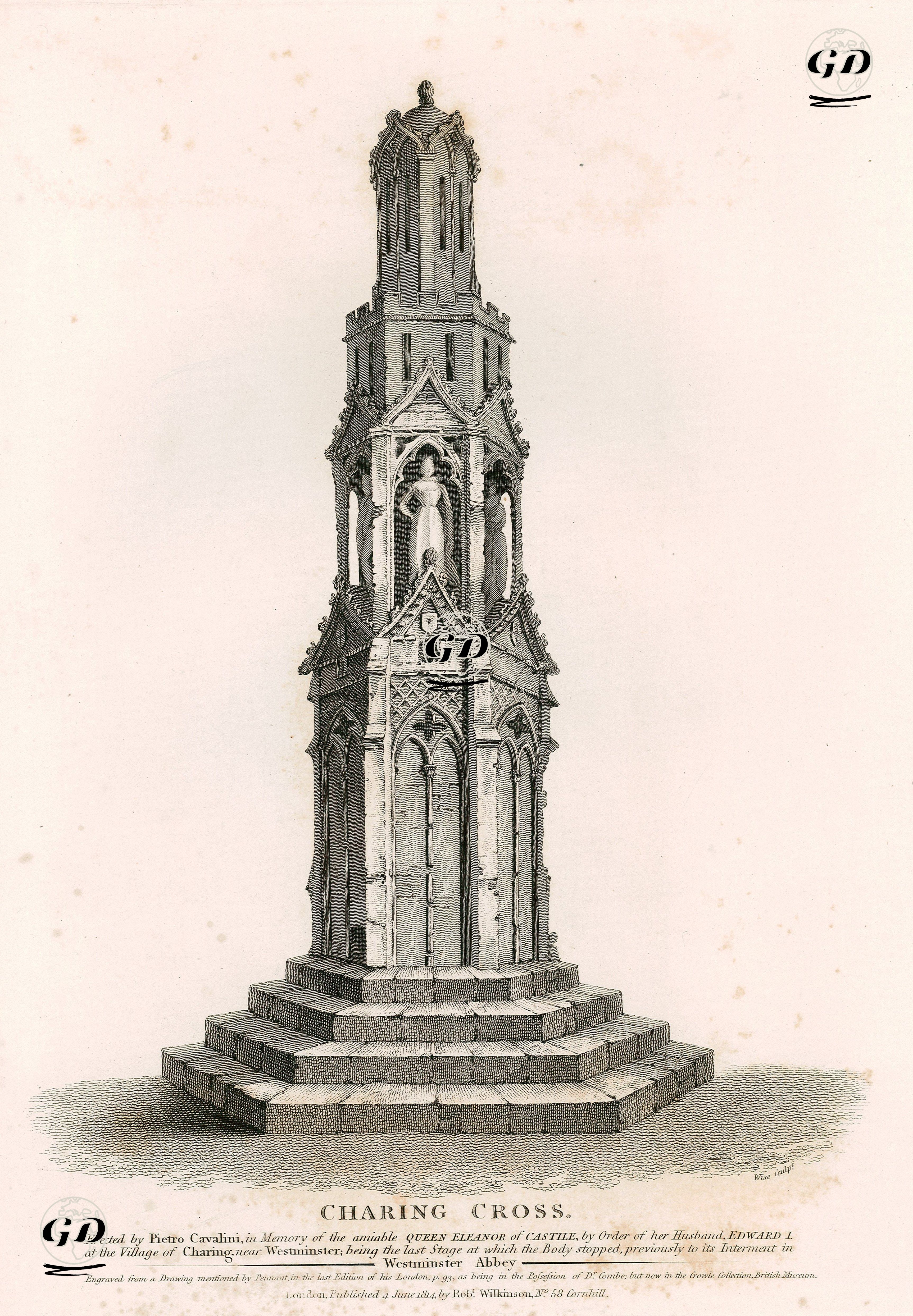Charing Cross Anıtı, Westminster Abbey -  - 1814