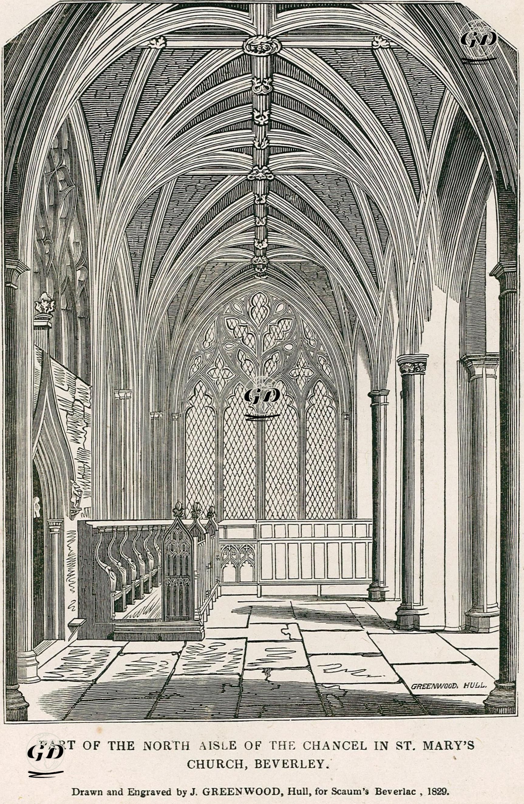 Beverley'deki St.Mary Kilisesinin Kuzey Koridoru - John Greenwood (Active 1821-1840) - 1829