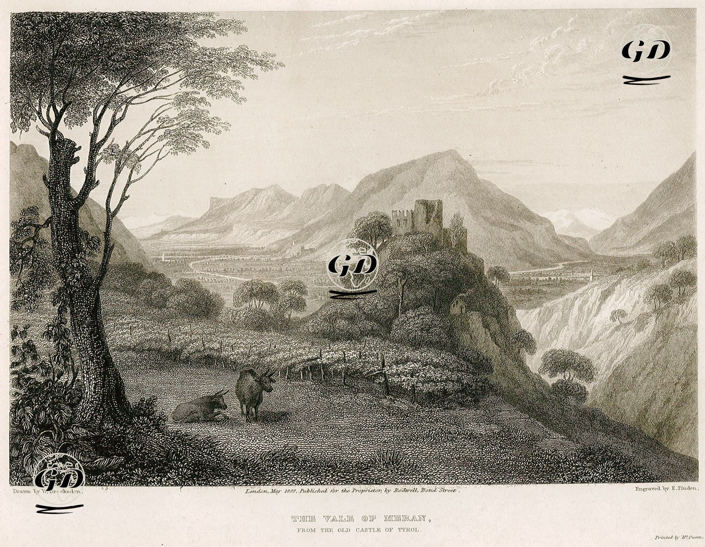 The Vale Of Meran From The Old Castle Of Tyrol - William Brockedon (1787-1854) - 1829