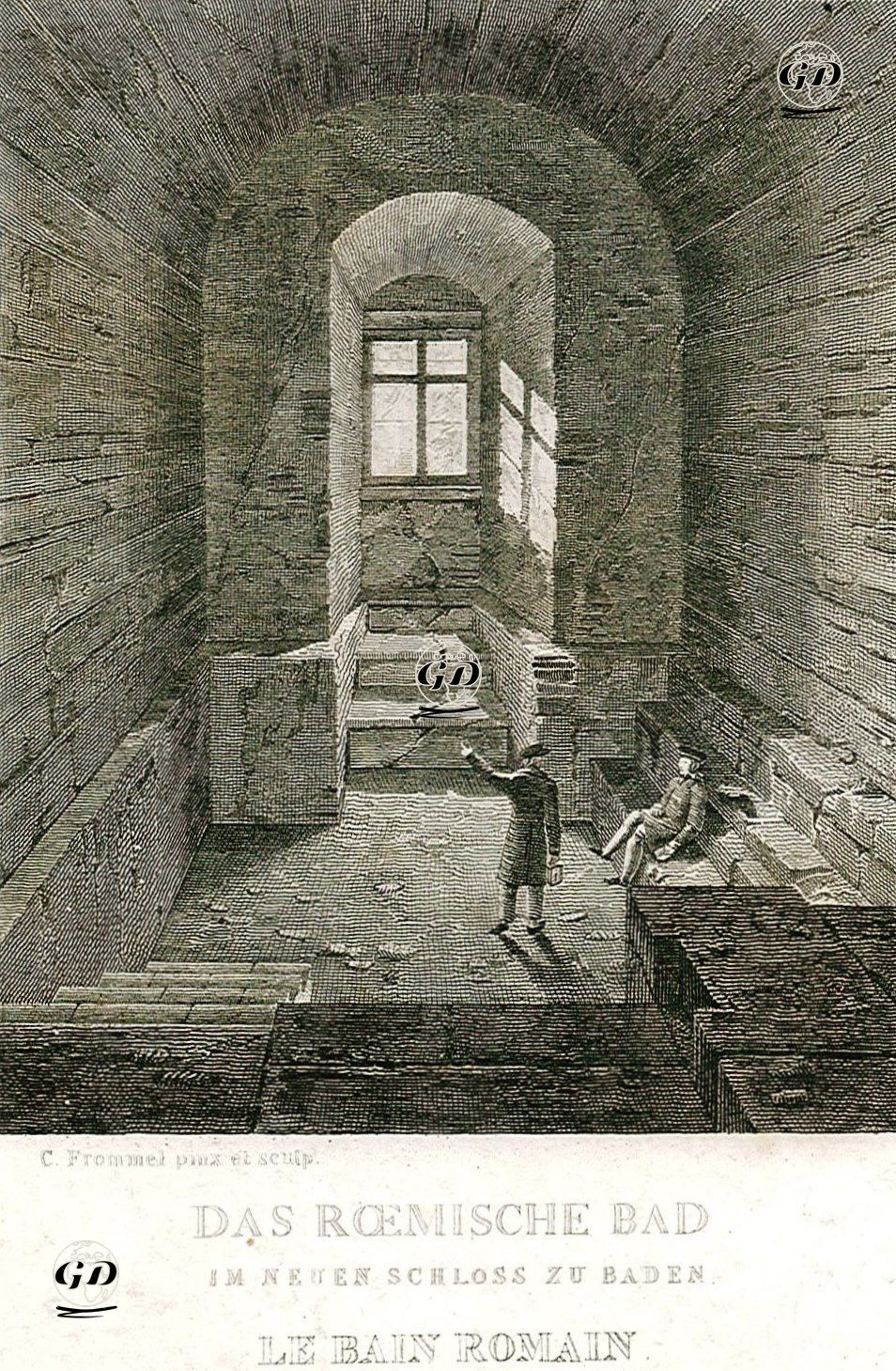 Das Roemische Bad, im Neuen Schloss Zu Baden, Le Bain Romain - Carl Ludwig Frommel (1789-1863) - 1830's-1840's