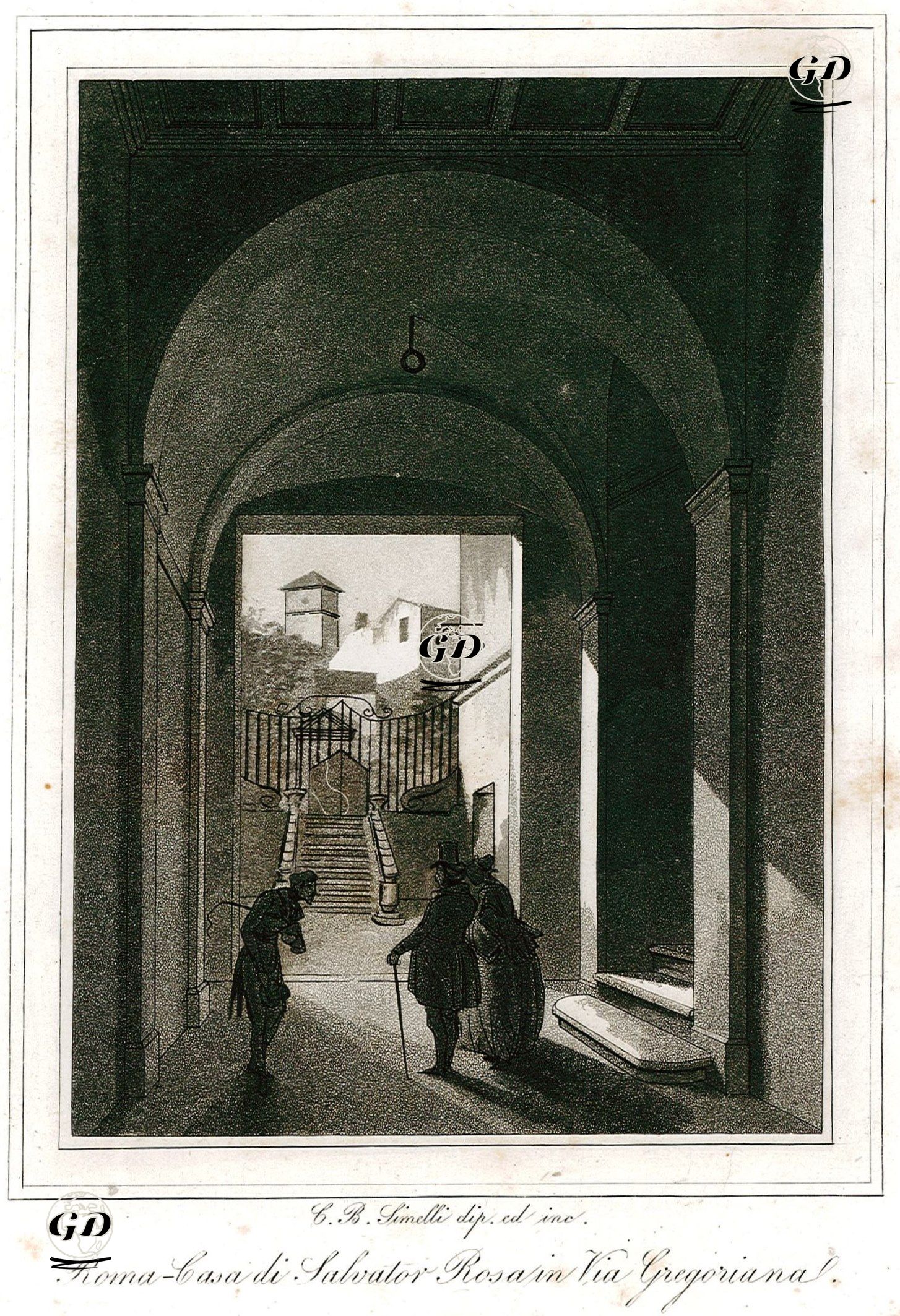 Roma'da Ressam Salvator Rosa'nın Evinin Avlusun Görünümü -  - 1850's