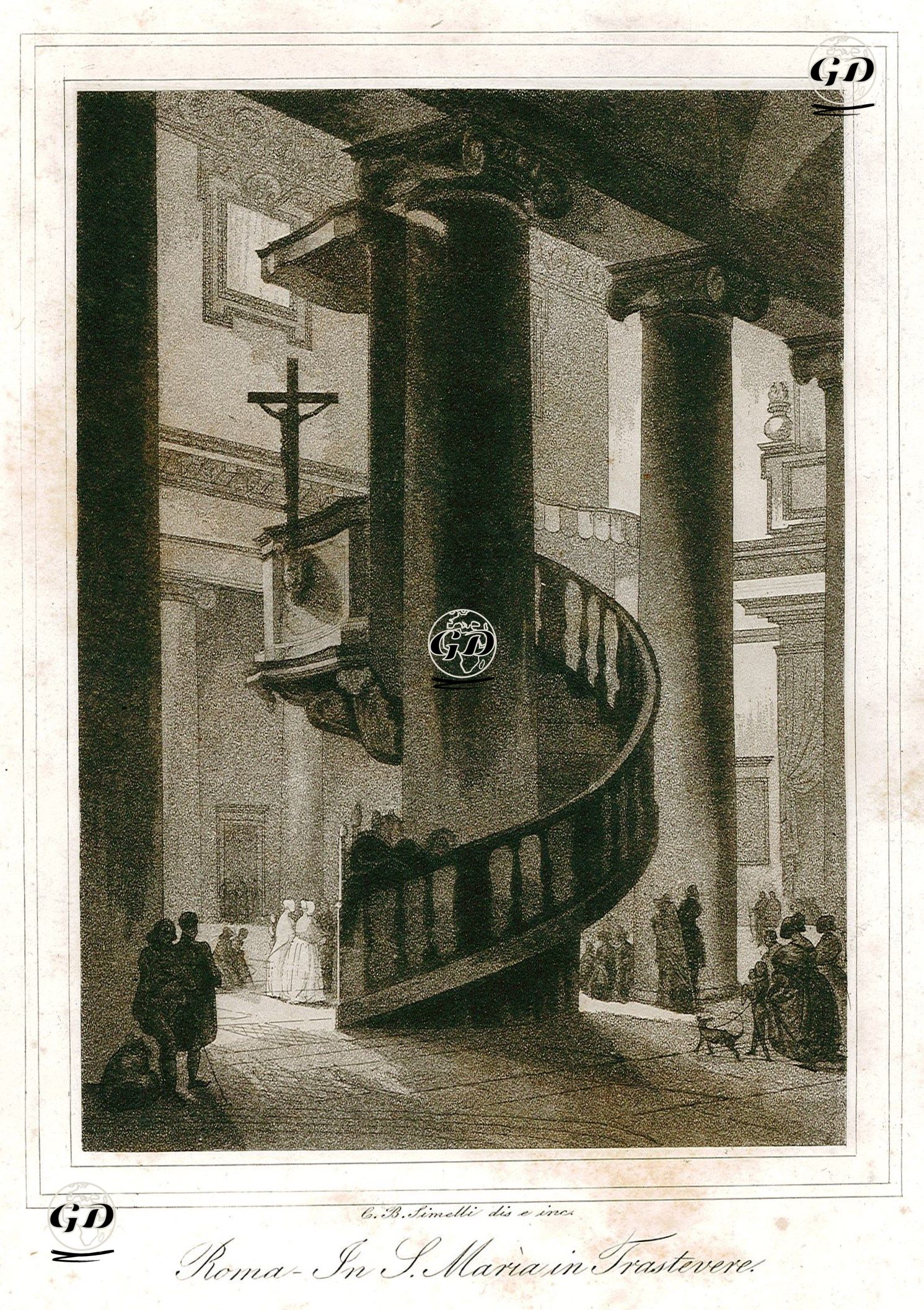 Roma-in S.Maria in Trastevere (Rome-The Basilica of Santa Maria in Trastevere) -  - 1850's