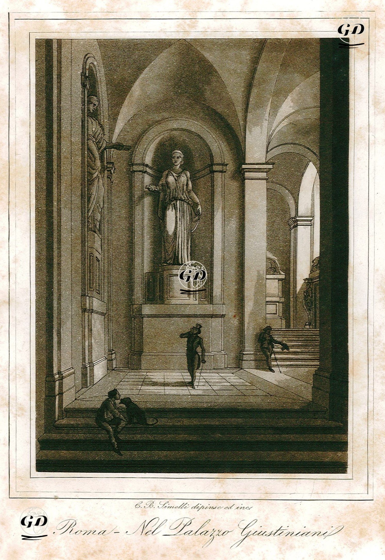 Roma'da Giustiniani Malikhanesinin (Palace) İçi -  - 1850's