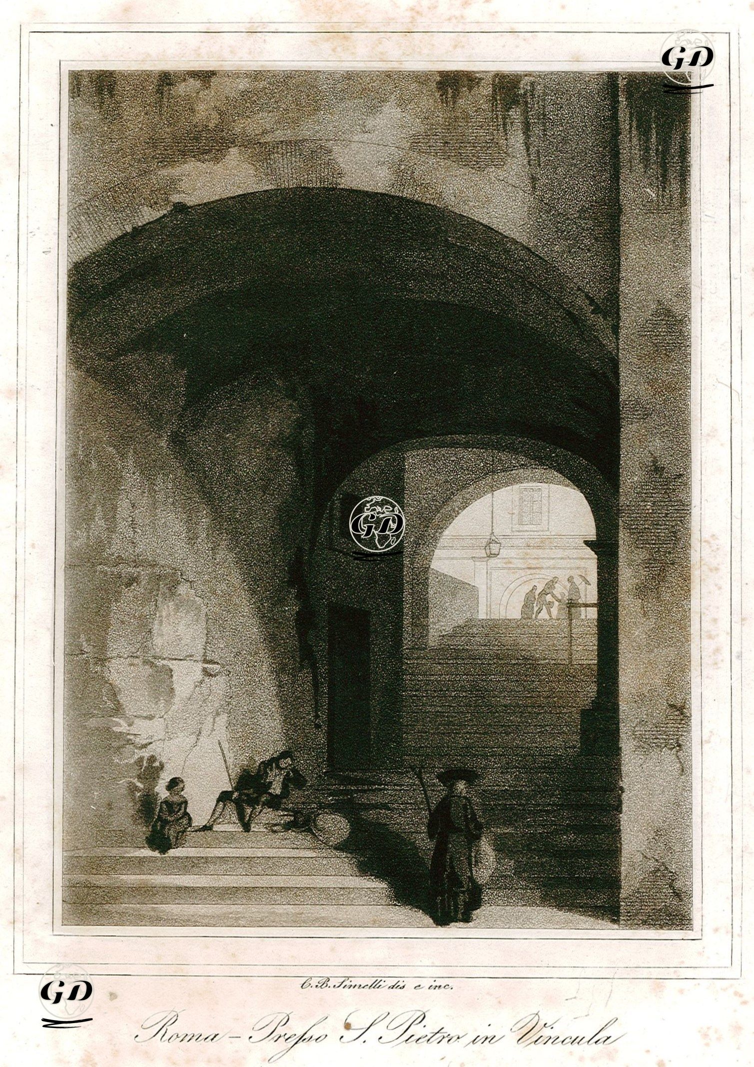 Roma'da San Pietro in Vincoli (Saint Peter in Chains) Kilisesinin Yakınındaki Merdivenler -  - 1850's