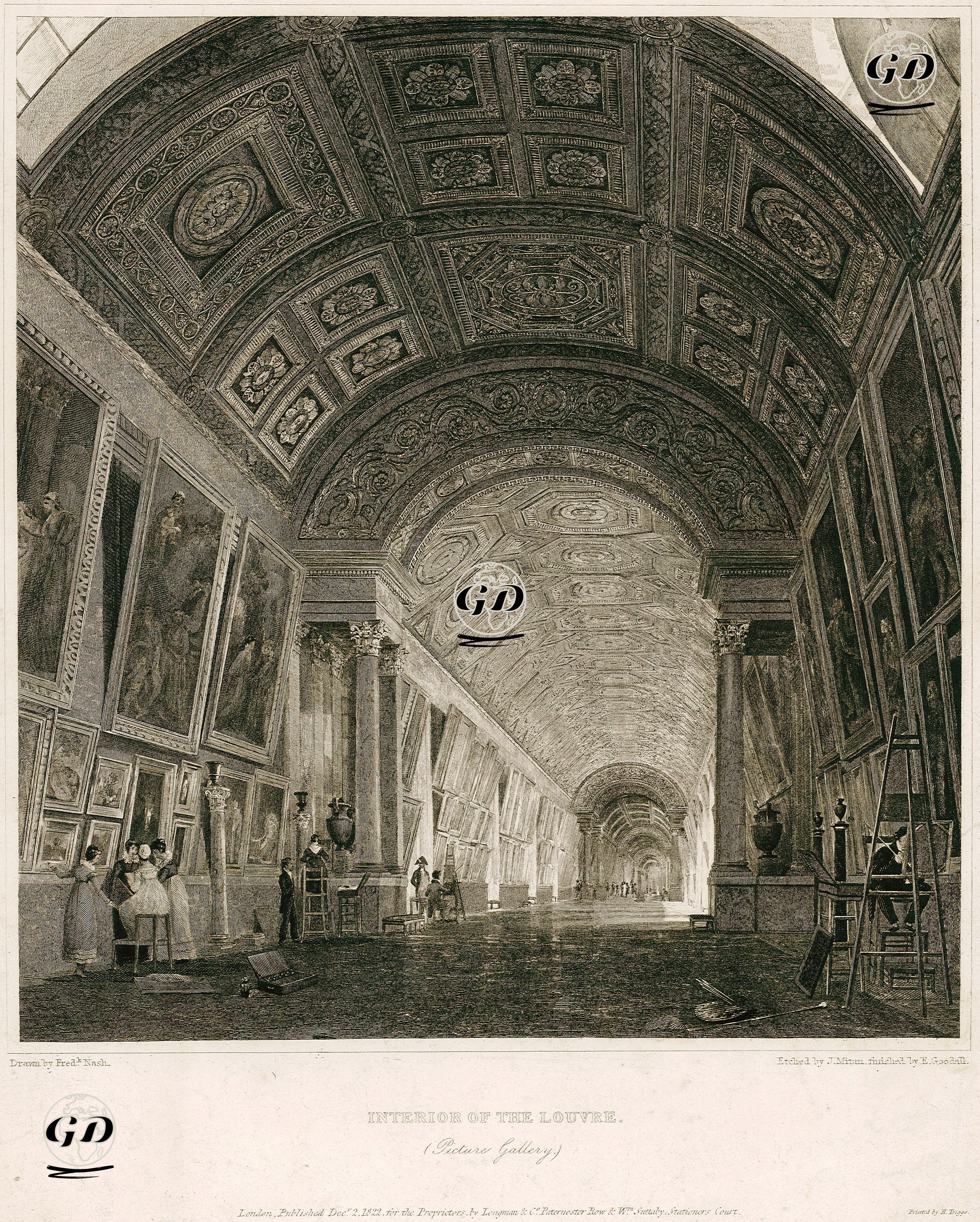  Louvre Müzesinin İçi(Resim Galerisi) - Frederick Nash (1782-1856) - 1822