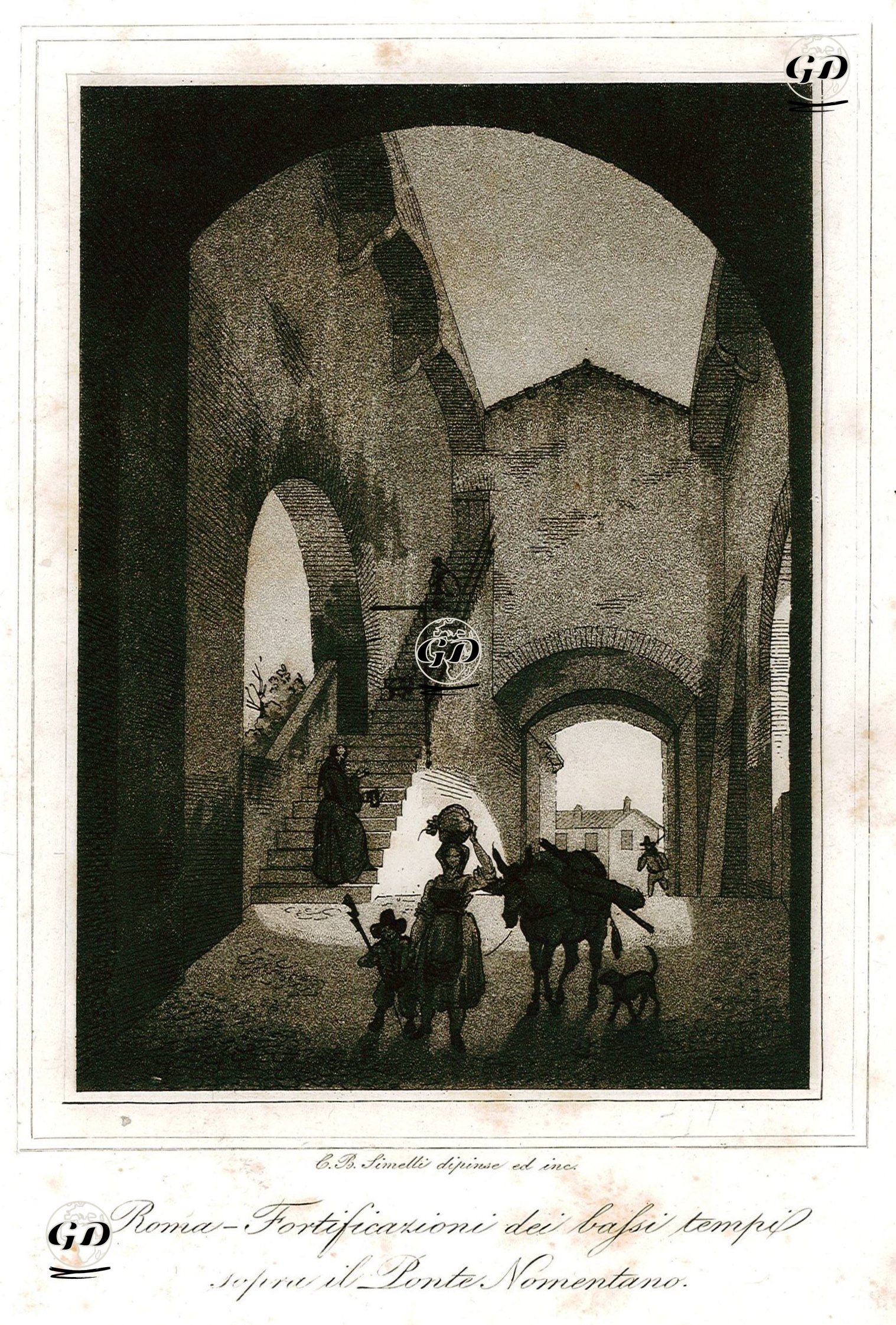 Roma-Fortificazioni Dei Bassi Tempi Sofiru il Ponte Nomentano (Rome-interior Of Ponte (Bridge) Nomentano )  -  - 1850's
