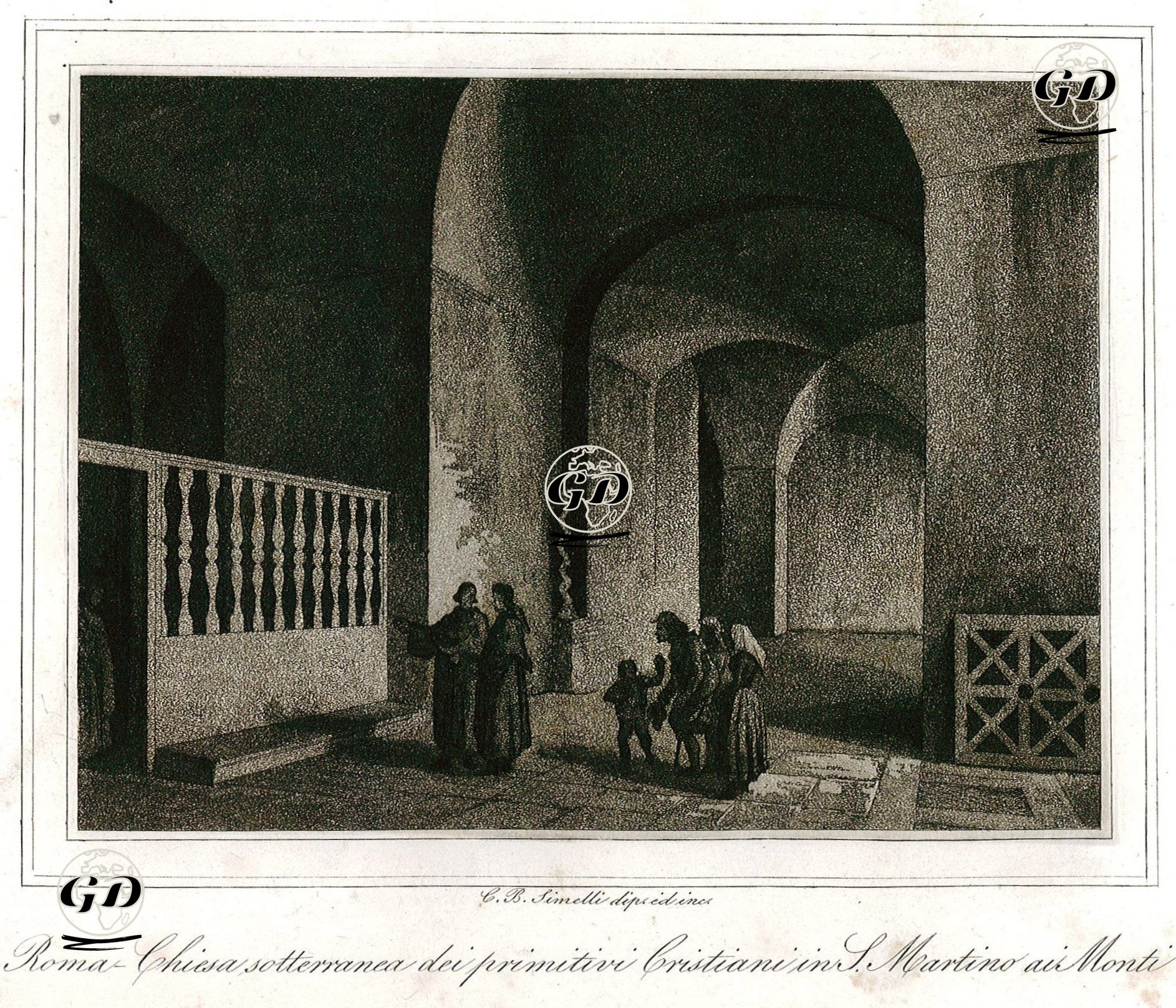Roma'da Ait San Martino Ai Monti Kilisesinin Bodrumunda İlk Hristiyanlara Ait Kilise -  - 1850's