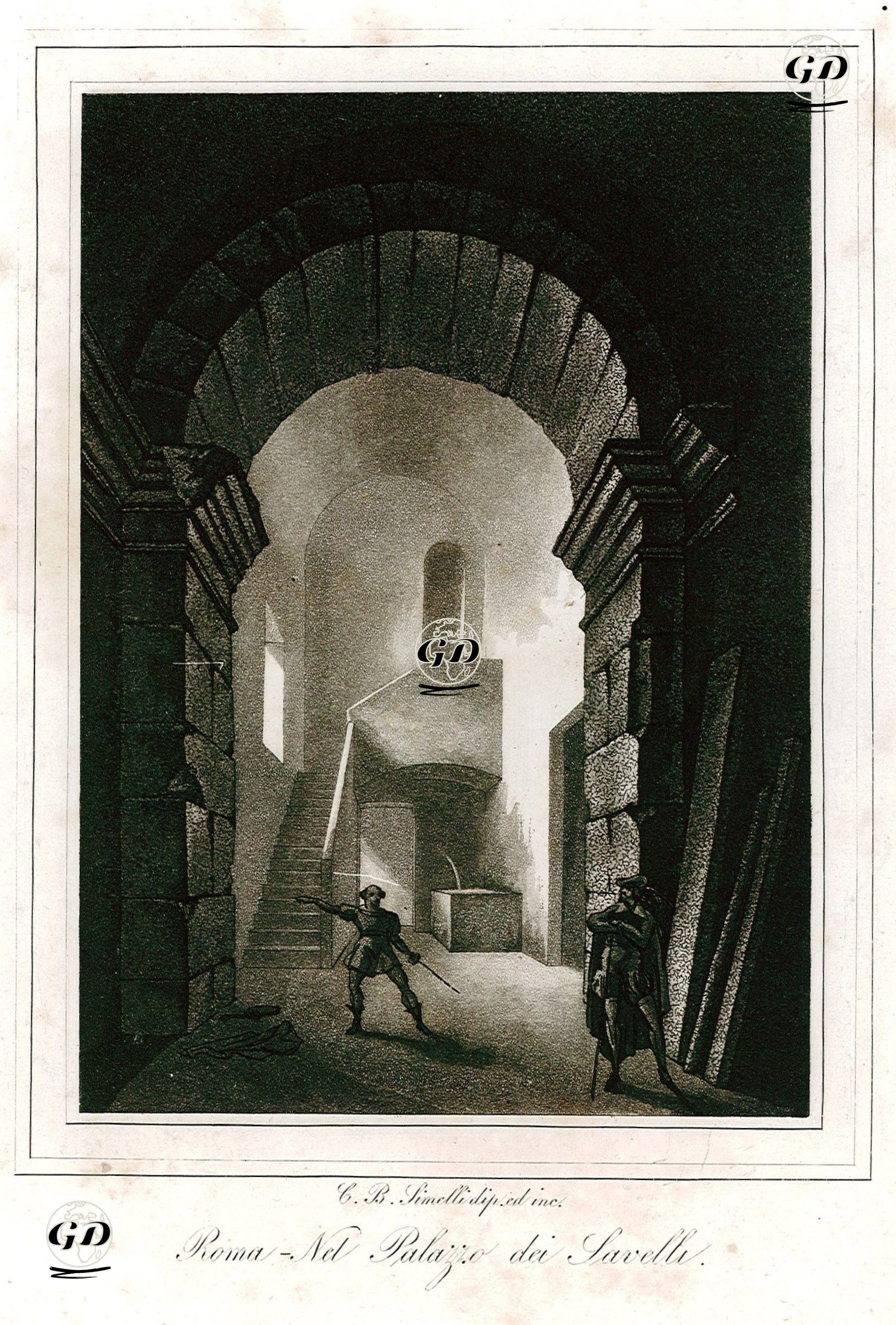 Roma-Nel Palazzo Dei Savelli (Rome-interior Of Palazzo Savelli) -  - 1850's