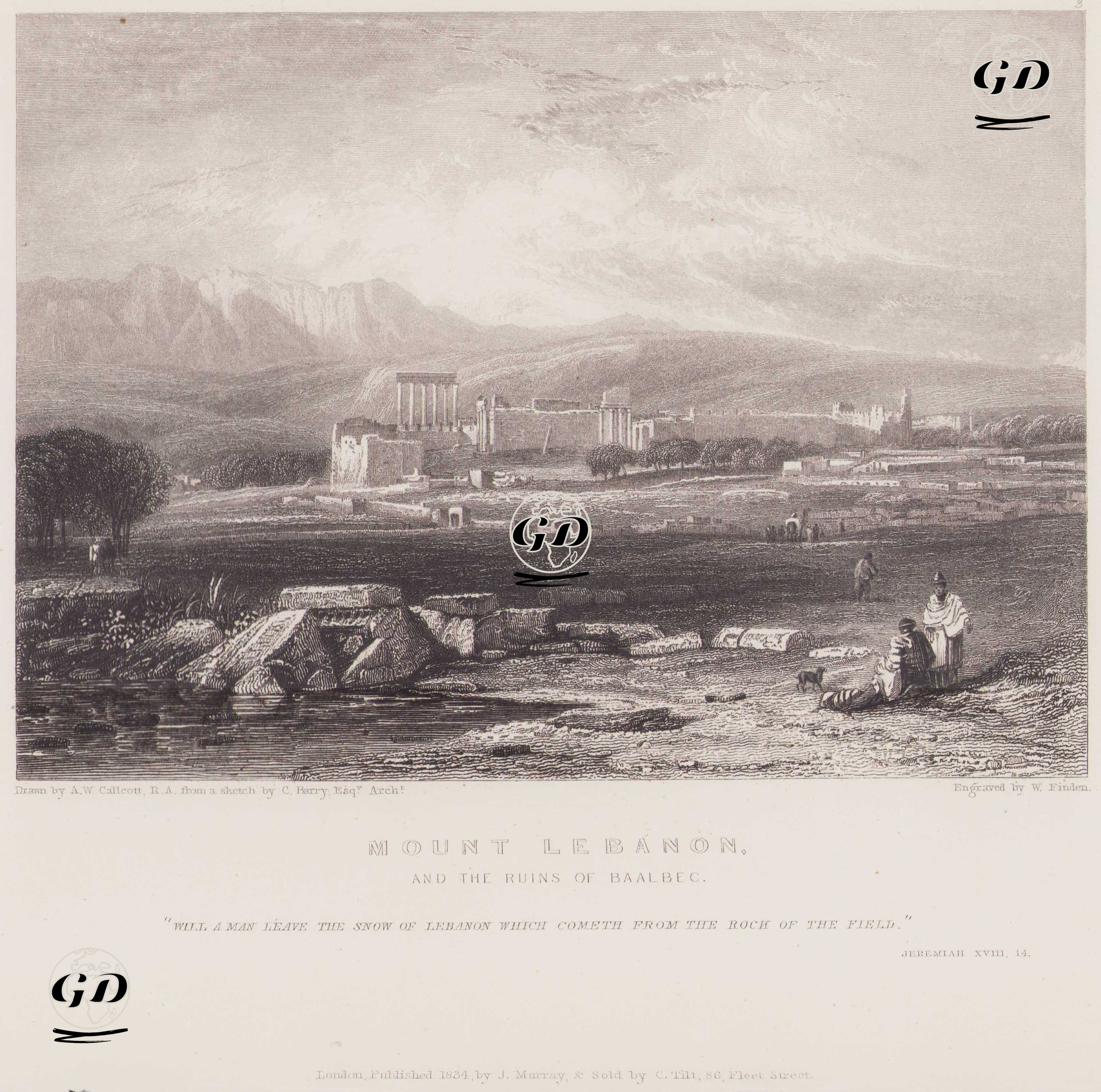 Lübnan Dağları Ve Baalbek Antik Şehri - Augustus Wall Callcott (1779-1844)-Charles Barry (1795-1860) - 1834
