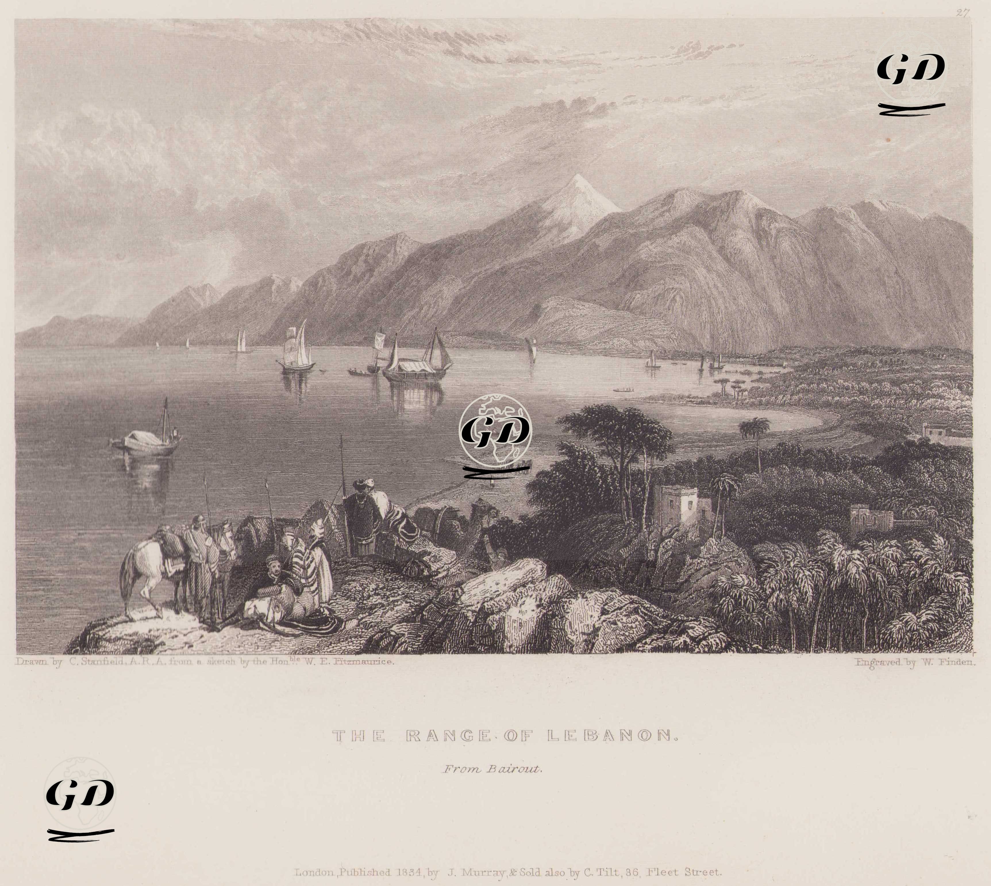 Beyrut'dan Lübnan Bölgesi - Clarkson Stanfield (1793-1867)-William Edward FitzMaurice (1805-1889) - 1834
