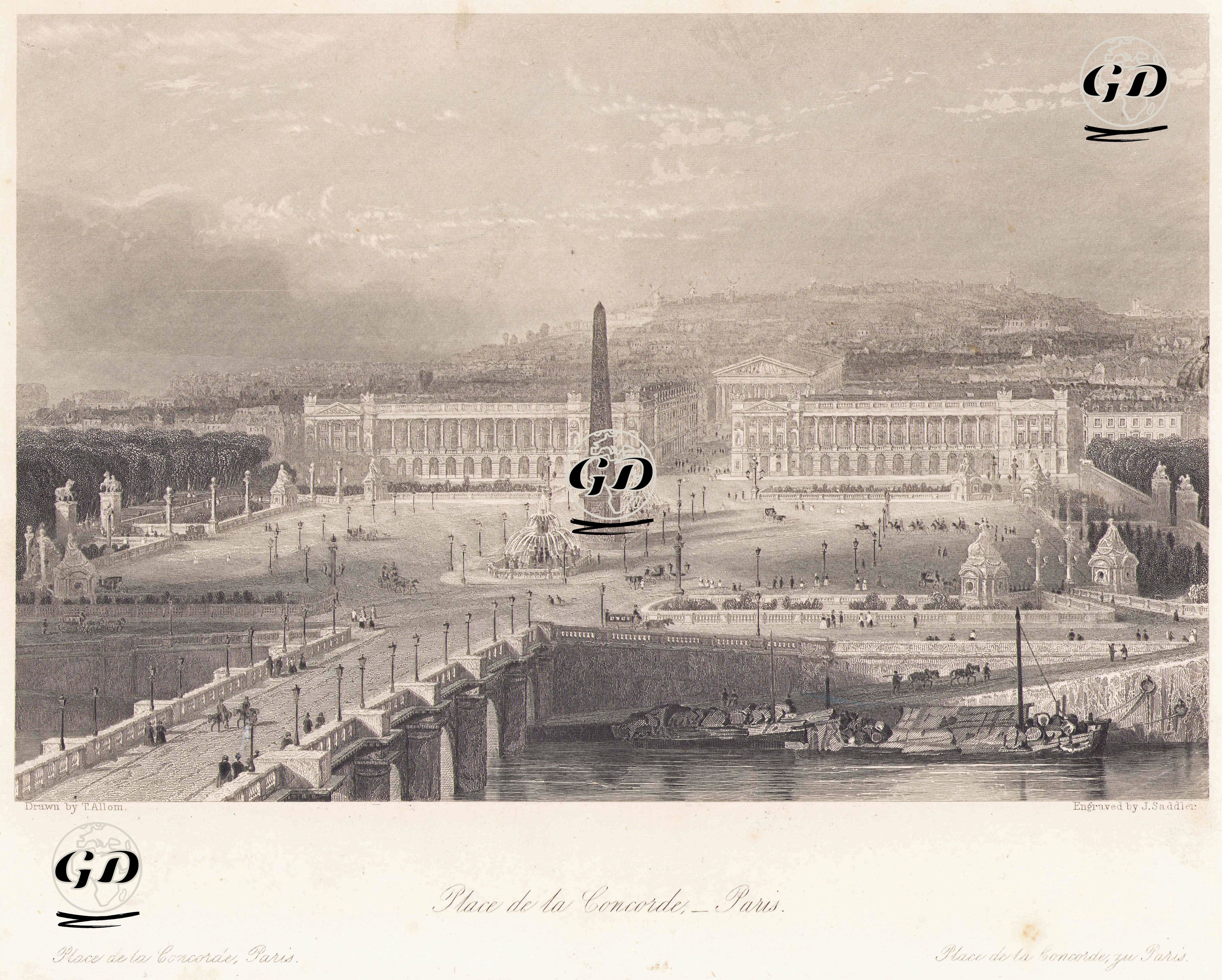 Place De La Concorde, Paris  - Thomas Allom (1804-1872) - 1840