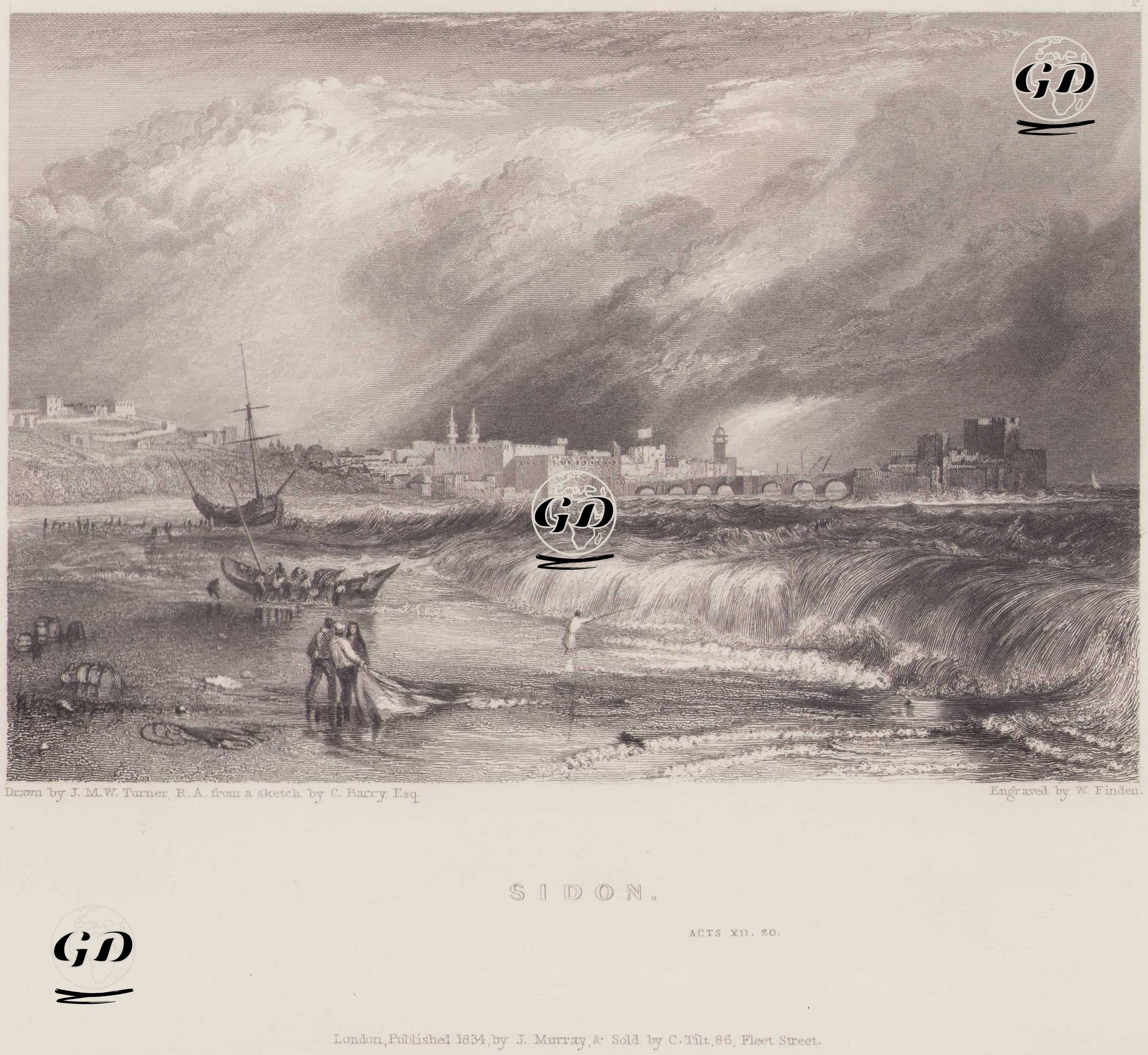 Sayda Şehri - Joseph Mallord William Turner (1775-1851)-Charles Barry (1795-1860) - 1834