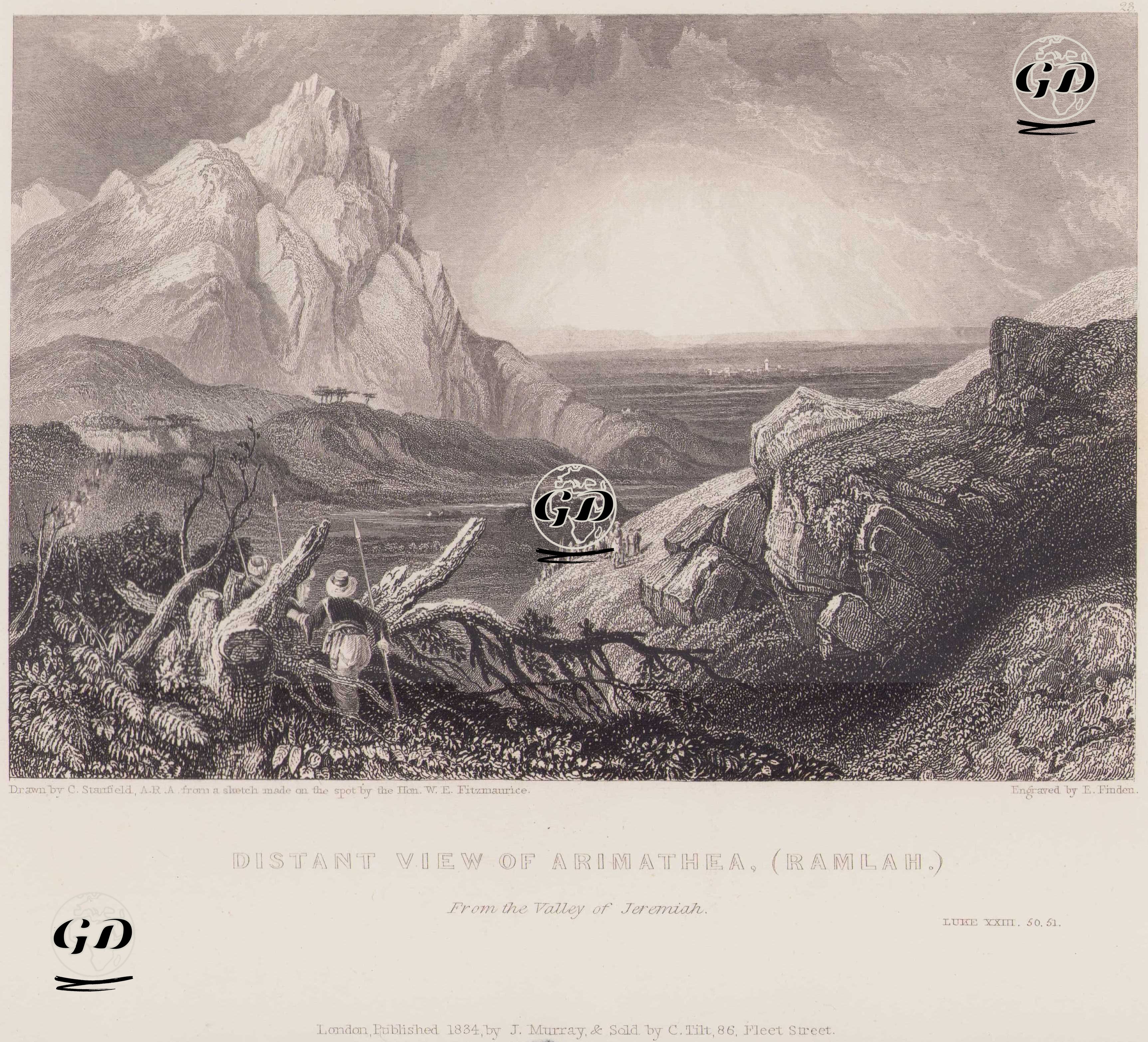 Jeremiah Vadisinden Ramla Kasabasında Yahudiye Devletinin Bir Şehri Olan Arimathea  - Clarkson Stanfield (1793-1867)-William Edward FitzMaurice (1805-1889) - 1834