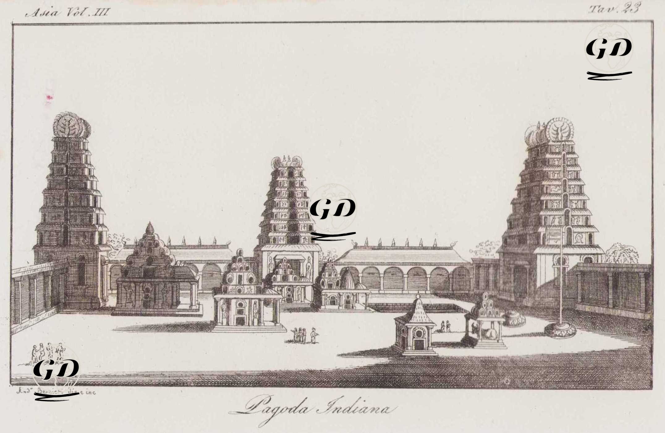 Hint Tanrıları Vishnu ve Eşi Lakshmi İçin YapılanTapınakları (Pagodaları), Asya Cilt III. Resim 23. -  - 1820's-1840's