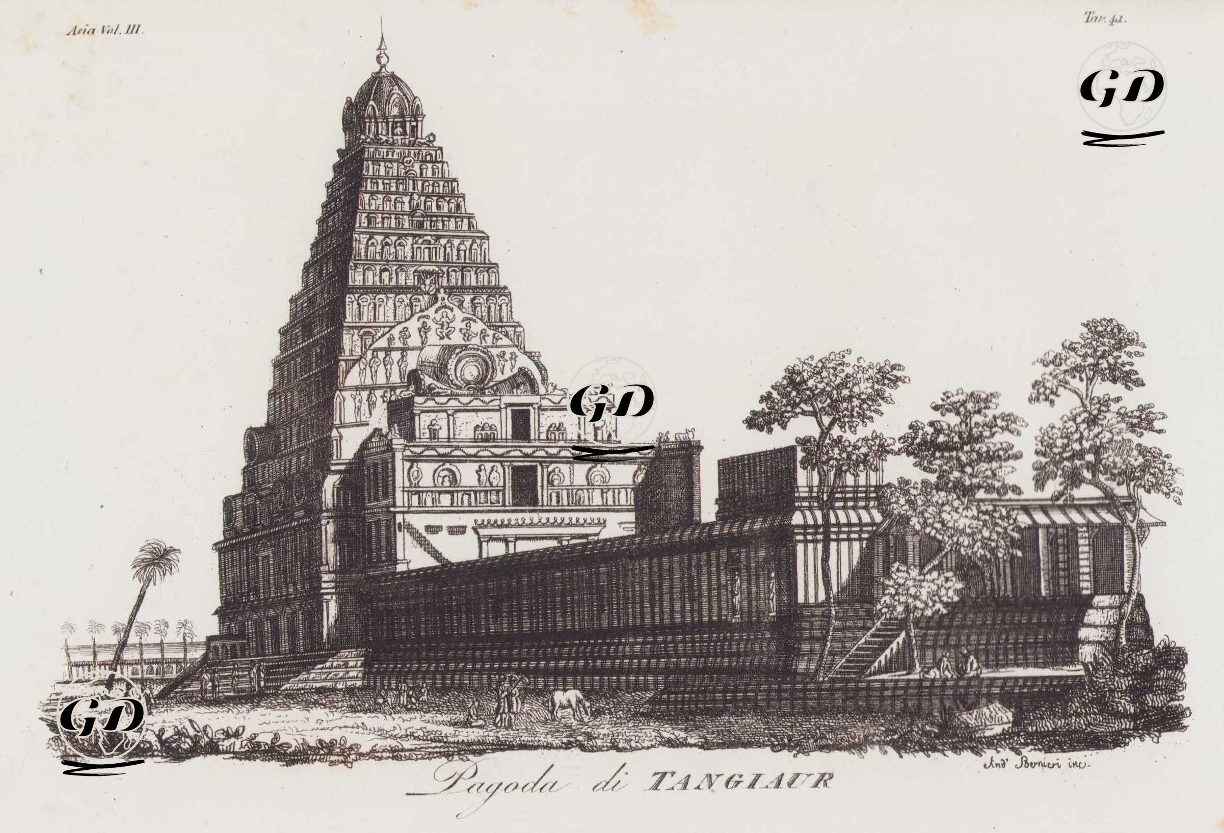 Brihadeeswarar Tapınağı (Pagodası) veya Peruvudaiyar Kovil, Thanjavur, Hindistan, Asya Cilt III. Resim 41. -  - 1820's-1840's