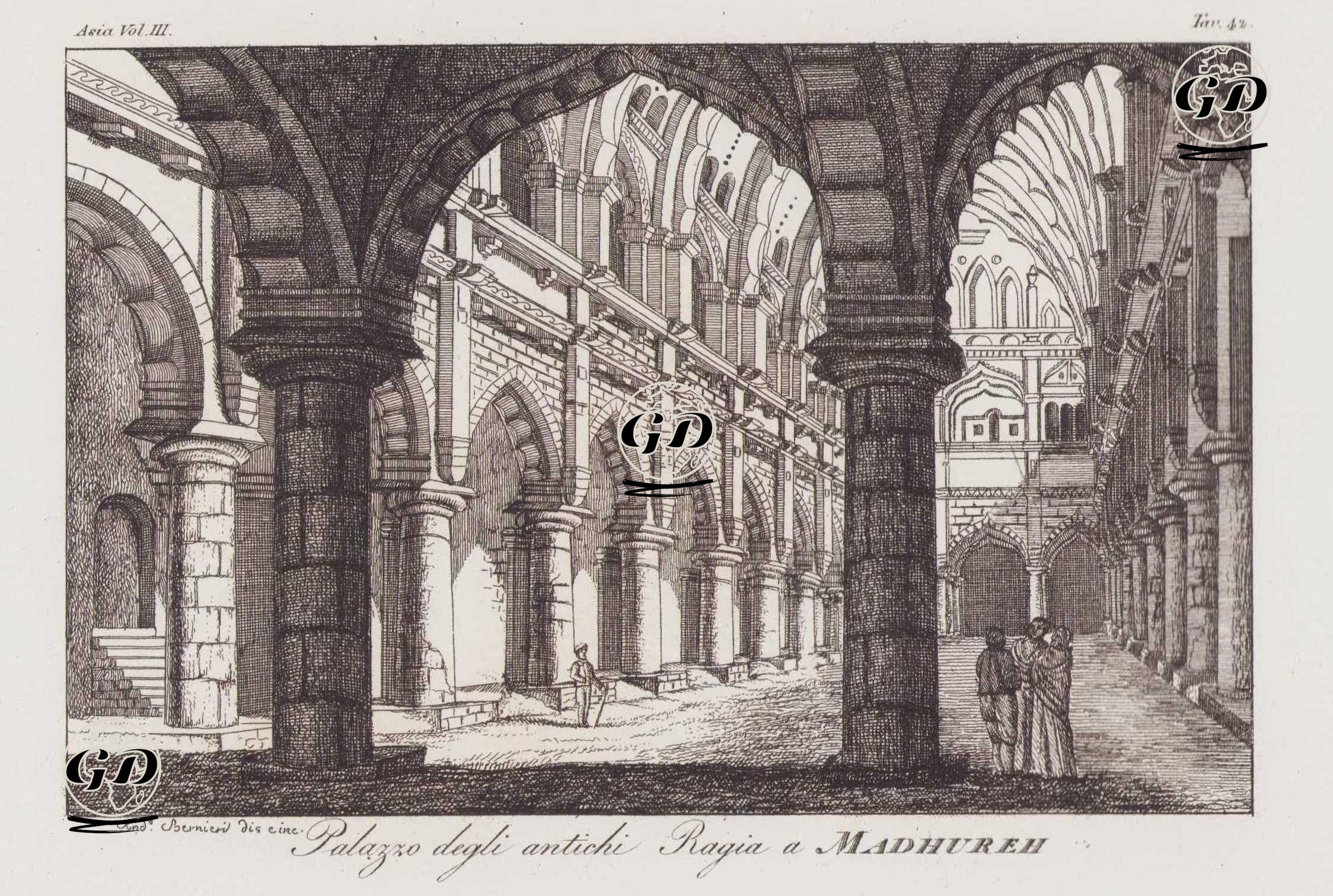 Thirumalai Nayakar Sarayı'nın İçi, Madurai, Hindistan, Asya Cilt III. Resim 42. -  - 1820's-1840's