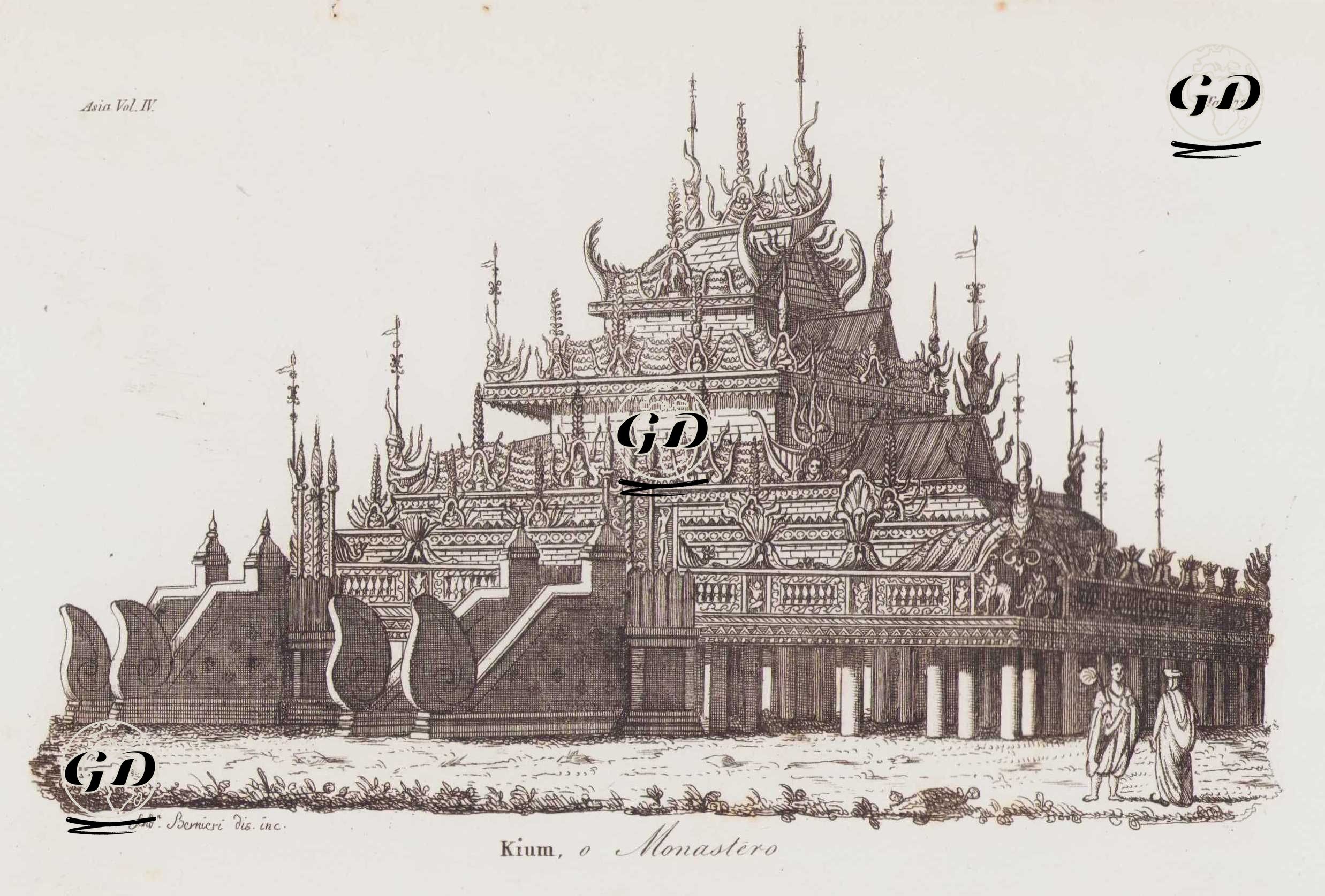Kium o Monastero, Asia Vol.IV. Tav.72. (A Kioum or Buddhist Monastery in Burma) -  - 1820's-1840's