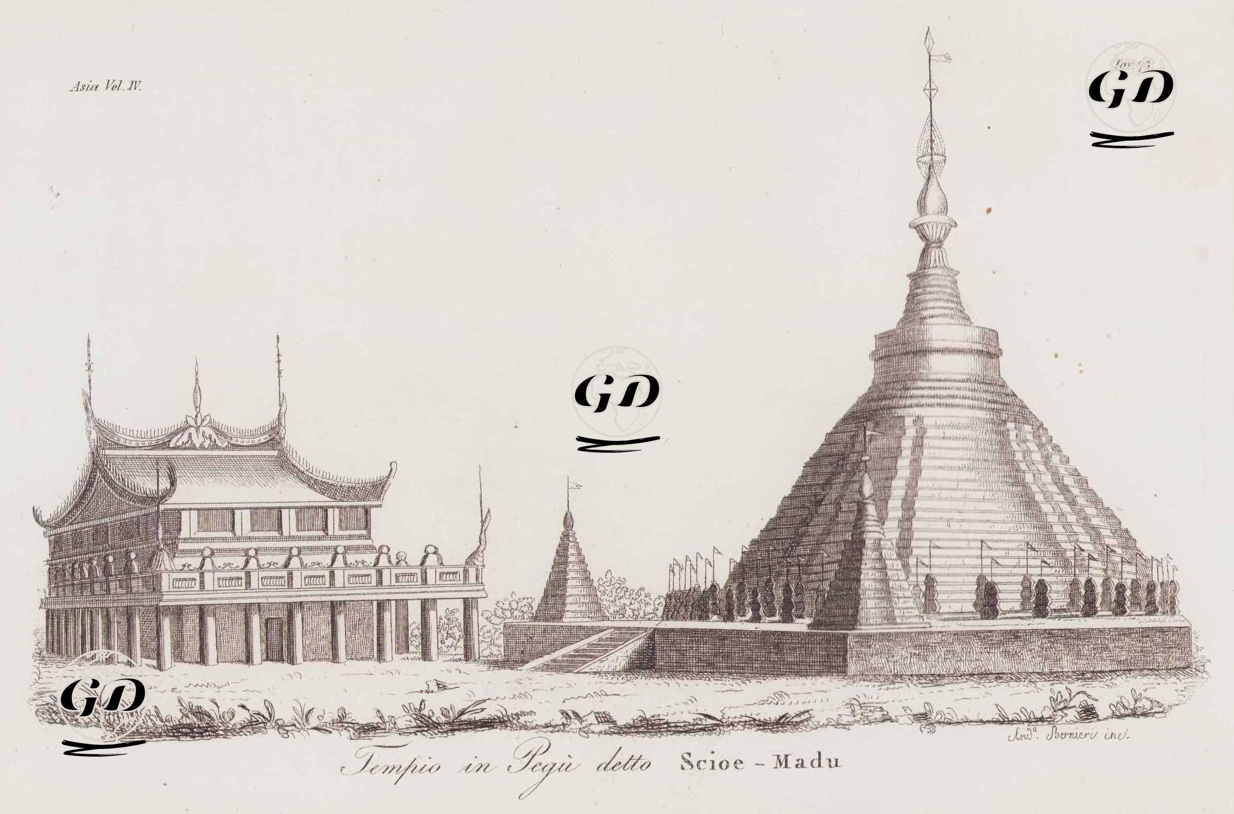Shoemadoo Tapınağı-Shwemawdaw Pagodası, Bago, Myanmar (Burma), Asya Cilt IV. Resim 73. -  - 1820's-1840's