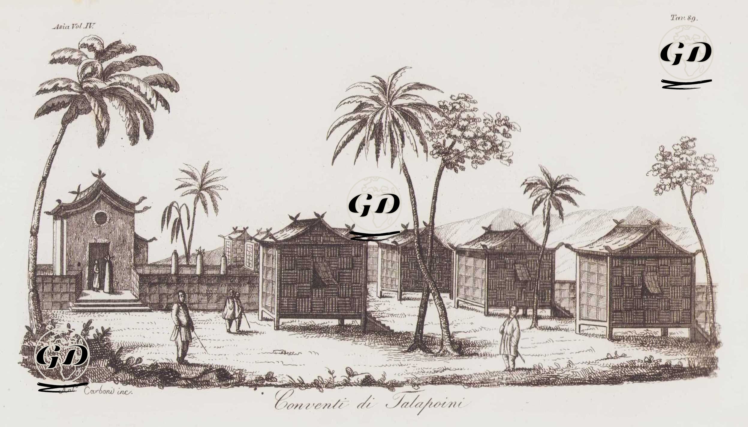 Tapınak ve Hasır Kulübelerden Oluşan Budist Manastırı, Siyam Krallığı, Tayland, Asya Cilt IV. Resim 73. -  - 1820's-1840's
