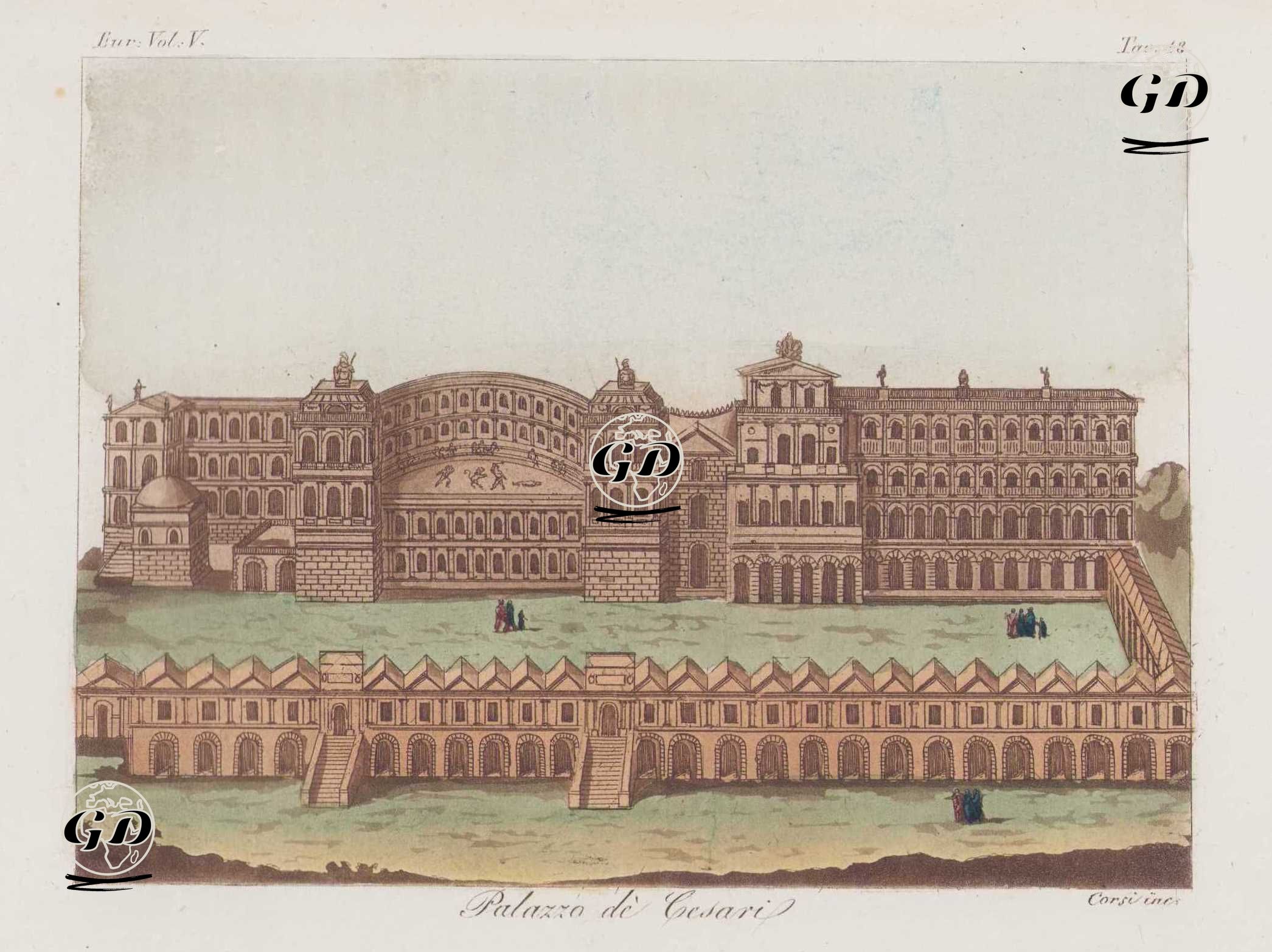 Palazzo Di Cesari, Eur. Vol. V. Tav.43. (Palace of the Caesars, Rome)  -  - 1820's-1840's